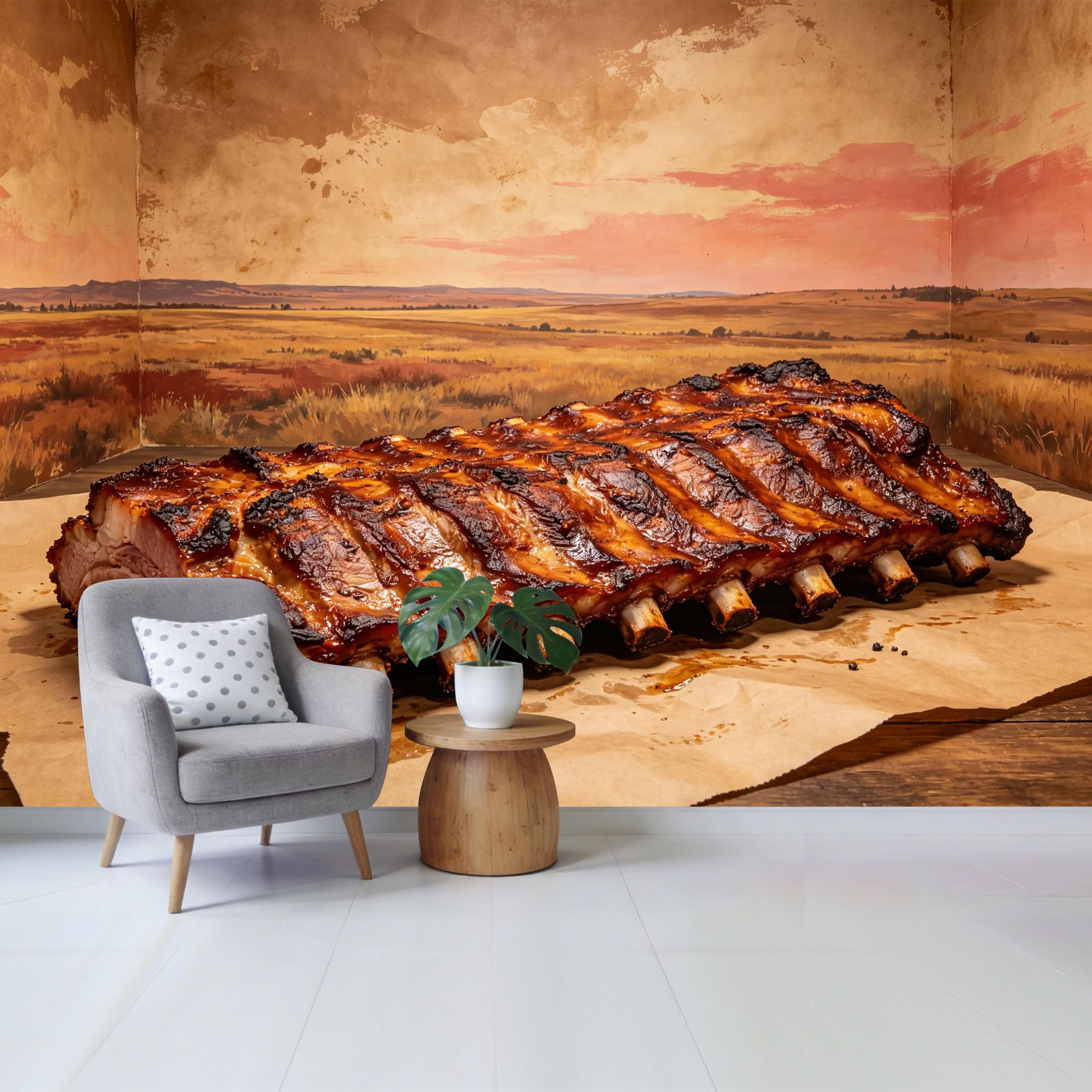 Qzlithotic Yq2605250653 Custom Size Wall Mural Western Prairie Landscape Sunset Scenery Oil Painting Style Selfadhesive Wall Fabric Removable Wallpaper For Home Office Decor