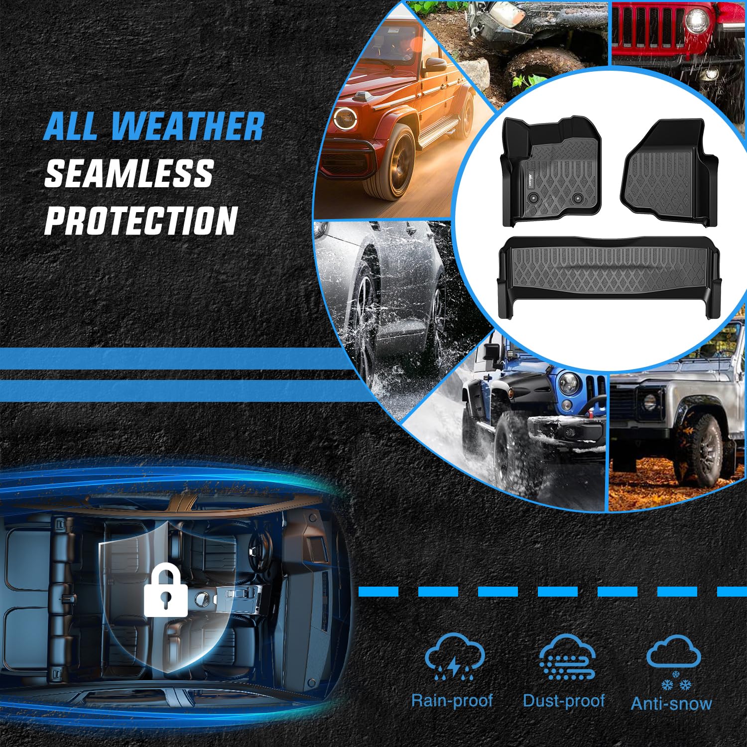 Nilight TPE Floor Mats for Ford F250 F350 F450 SuperCrew Crew Cab 2012 2013 2014 2015 2016 All — view 5