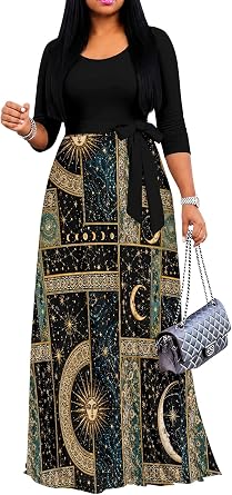Long Sleeve Maxi Dresses for Women Casual V Neck Wrap Dress with Pockets S-3XL