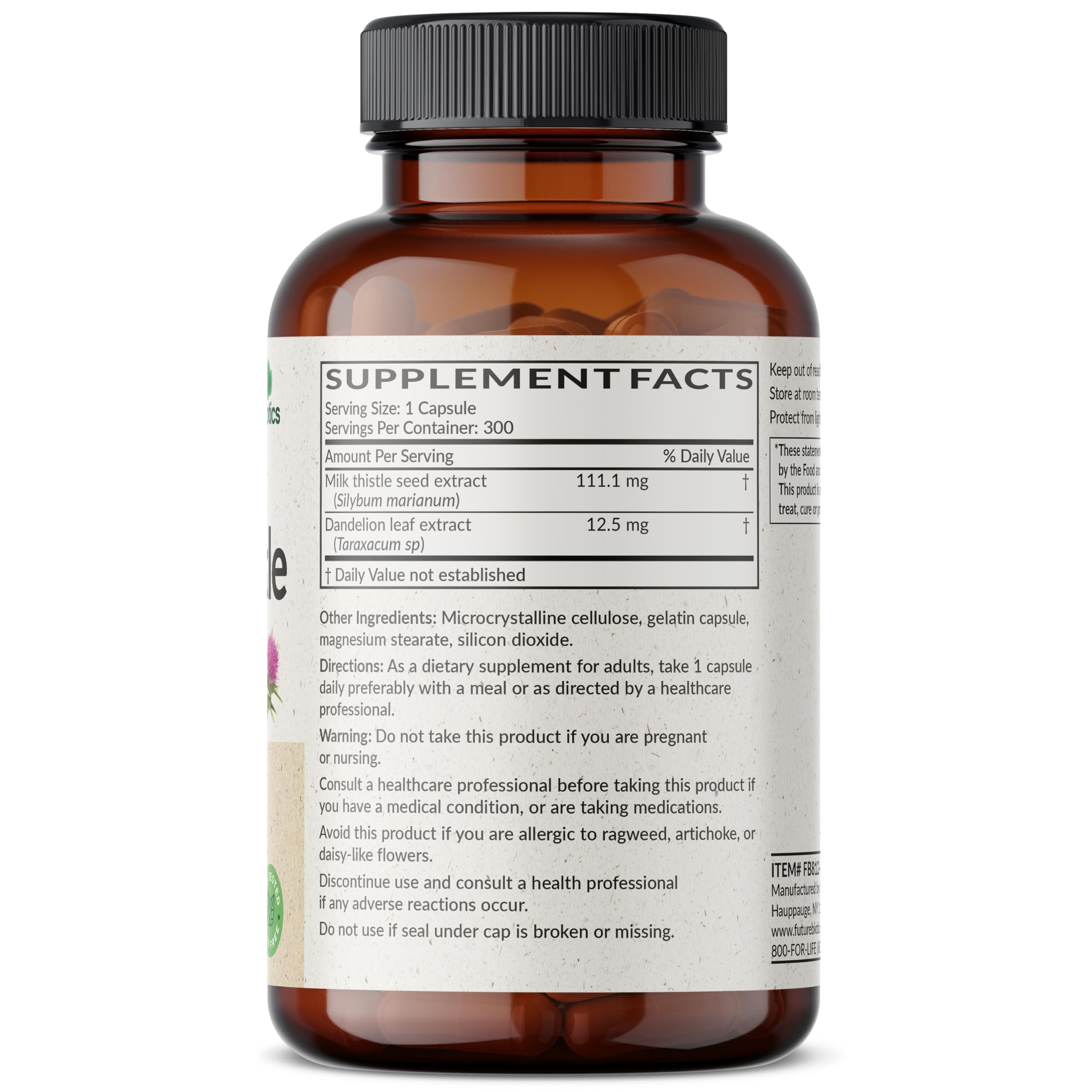 Futurebiotics Milk Thistle + Dandelion Extract Liver Support, 300 Capsules — Amazon image 2