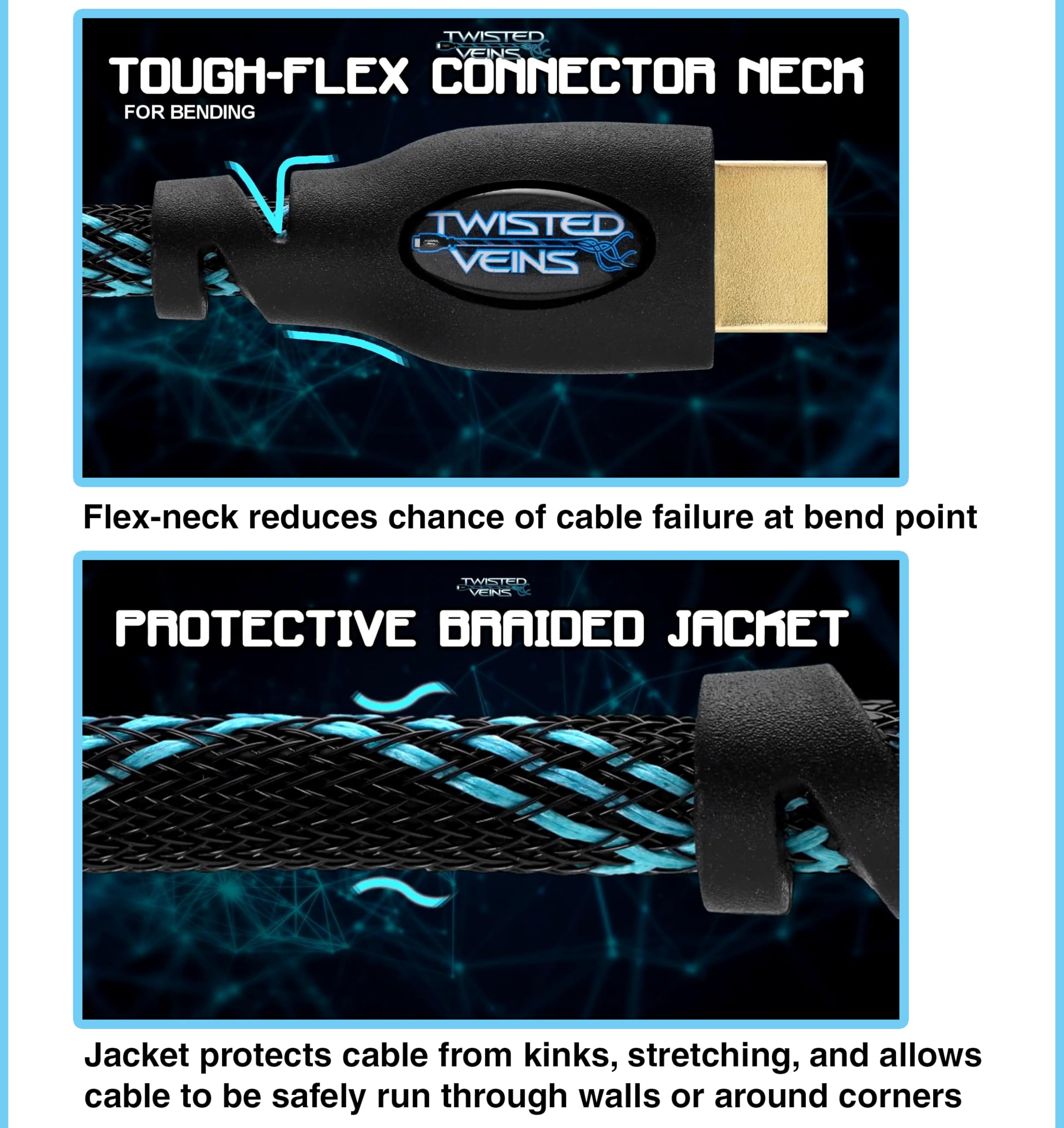 Cavo HDMI 4K da 4,6 m, confezione da 40 (20 confezioni da 2 confezioni), 20 adattatori ad angolo sinistro e 60 fascette in microfibra, cavi intrecciati da 5 metri, HDMI 2.0b 4K 60hz HDR