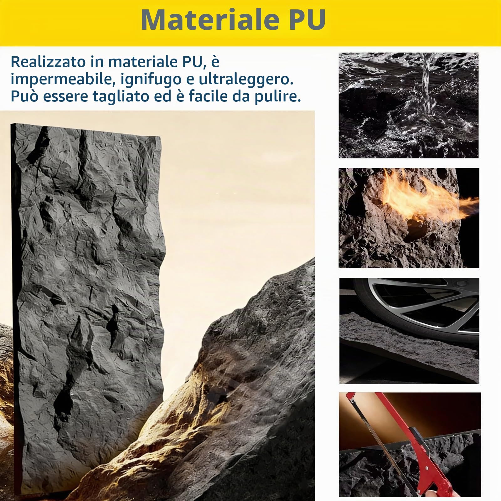 Pannelli di Roccia Finta per Esterni, Pannelli Murali Interni di Facile Installazione per Il Soggiorno, La Camera da Letto, La Cucina, 3D Strutturato(#012,1pc)