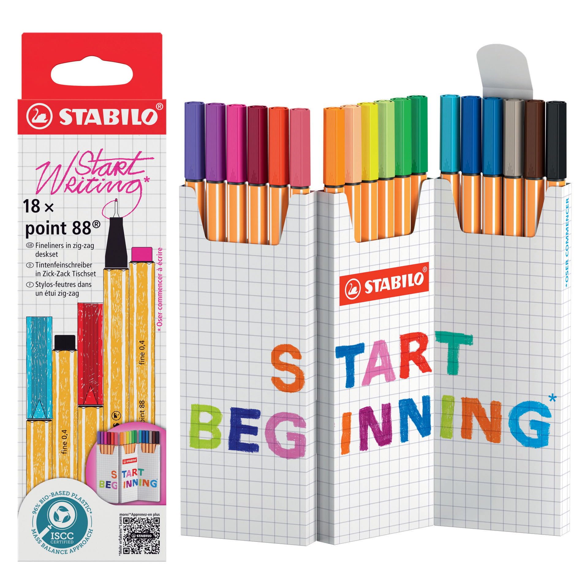 STABILO point 88 - Fineliner - Zigzag Deskset of 18 - Assorted Colours