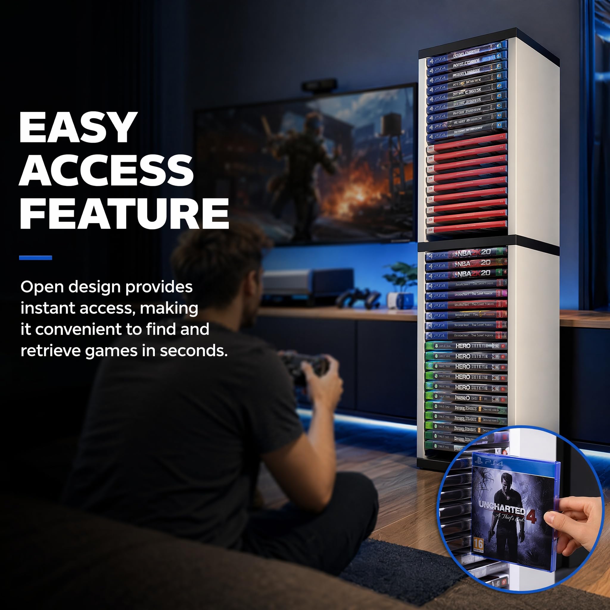 Organizador de discos de videojuegos, para PS5, para juegos de 36 unidades