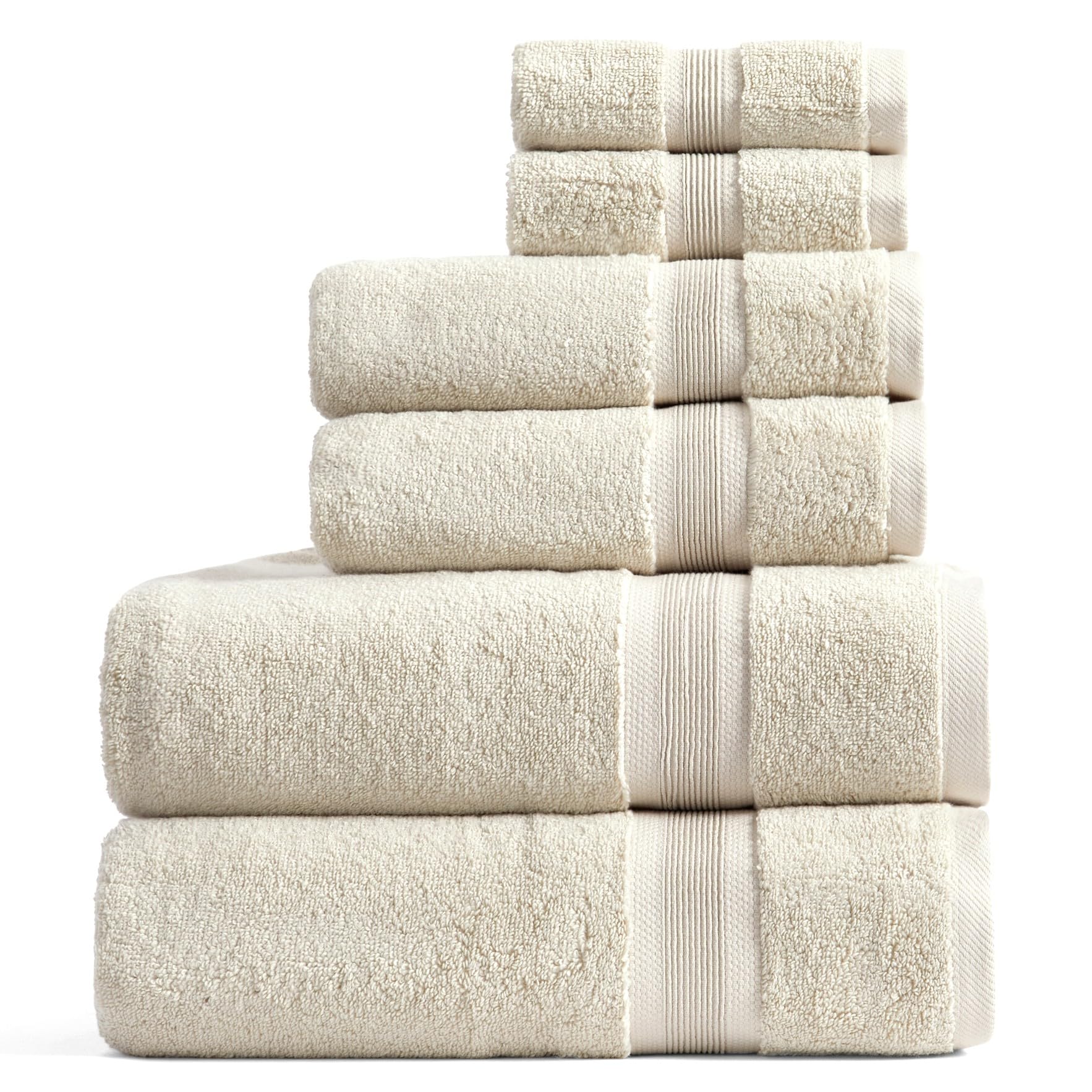 Springtree Home Luxury Viscose from Bamboo Bath Towel Set 6 Piece Set | 35% Viscose from Bamboo - 65% Cotton | Absorbent Quick-Dry Towels for Bathroom