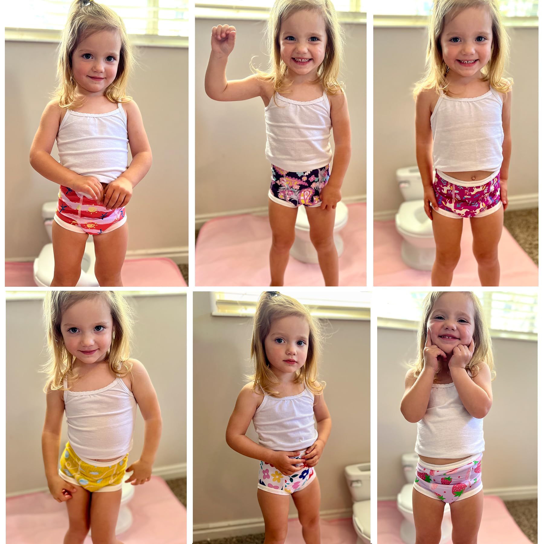 ALVABABY Mutandine per vasino, 6 confezioni di mutandine da addestramento, in cotone, assorbenti, riutilizzabili, per bambini e bambine, 2T, 3T, 4T