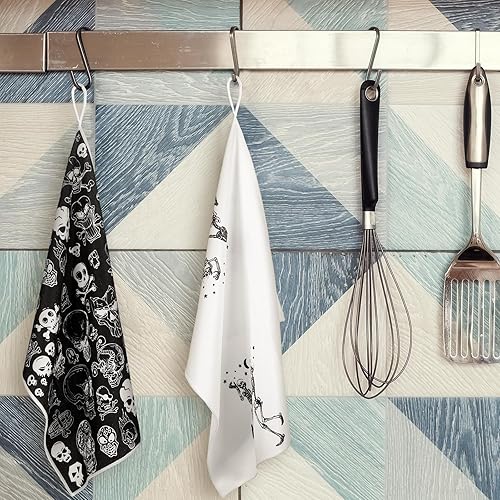 Miniatura 5 de Bencailor 6 toallas de cocina con diseño de calavera navideña, gótico, espeluznante, para platos de Navidad, toallas de mano, paño de té de