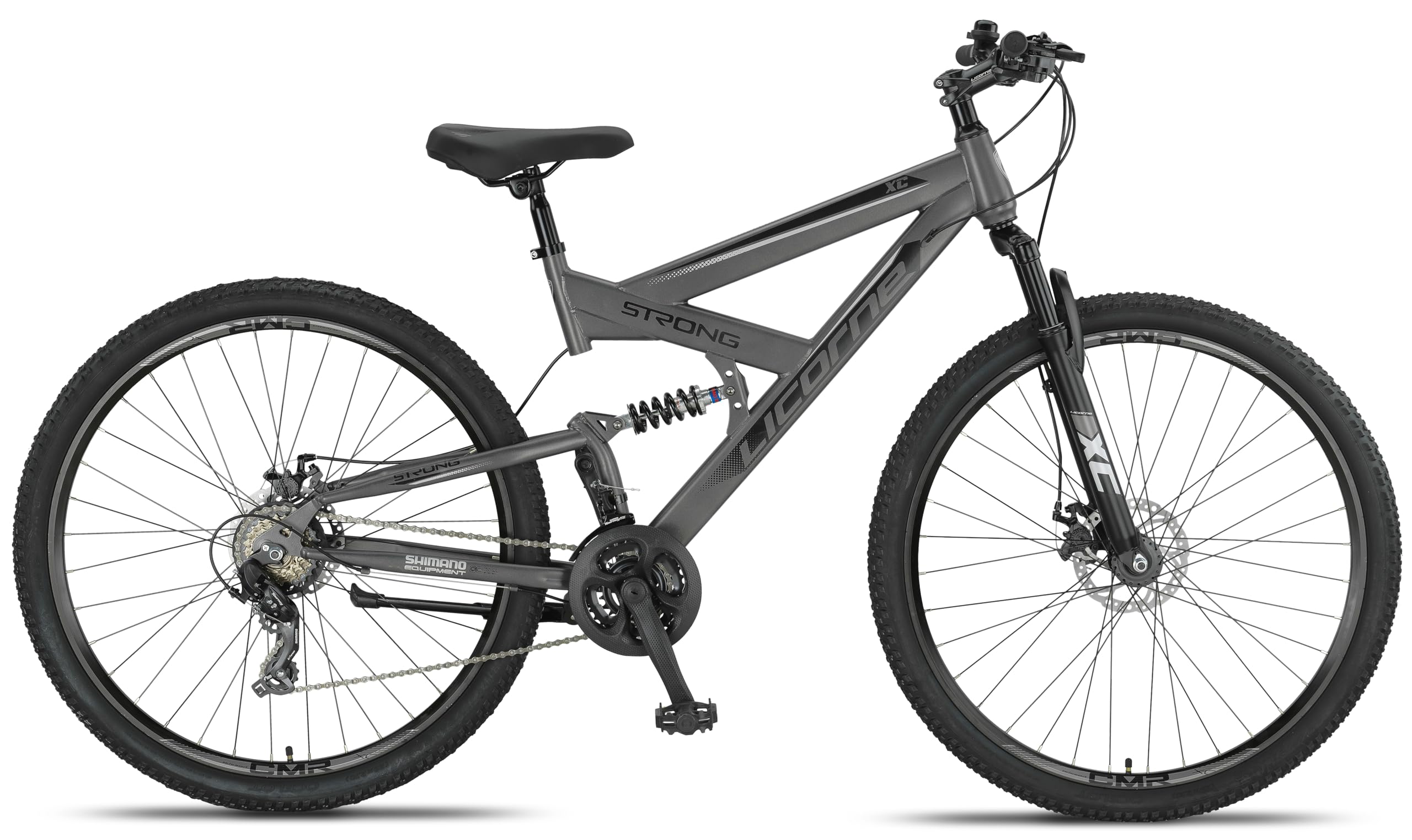 Licorne Bike - Bicicleta de montaña 2D de alta calidad, 26, 27,5 y 29 pulgadas, con frenos de disco delanteros y traseros, cambio de 21 velocidades, suspensión completa