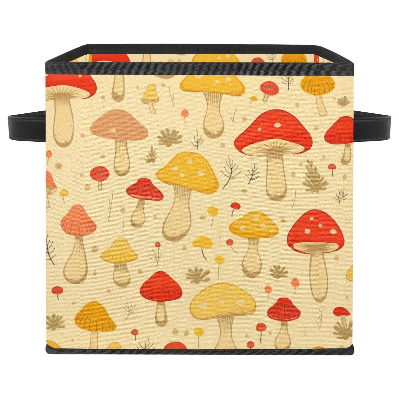 Grand bac de rangement cubique pour placard encombré, motif champignon