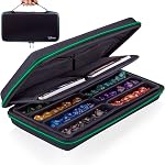 SIQUK Dice Storage Case DND Dice Box and Removable Slotted Tray Holds 8 Sets DND Dice Organizer Holder with Handle for Dungeons & Dragons and Other RPG Table Games, Red