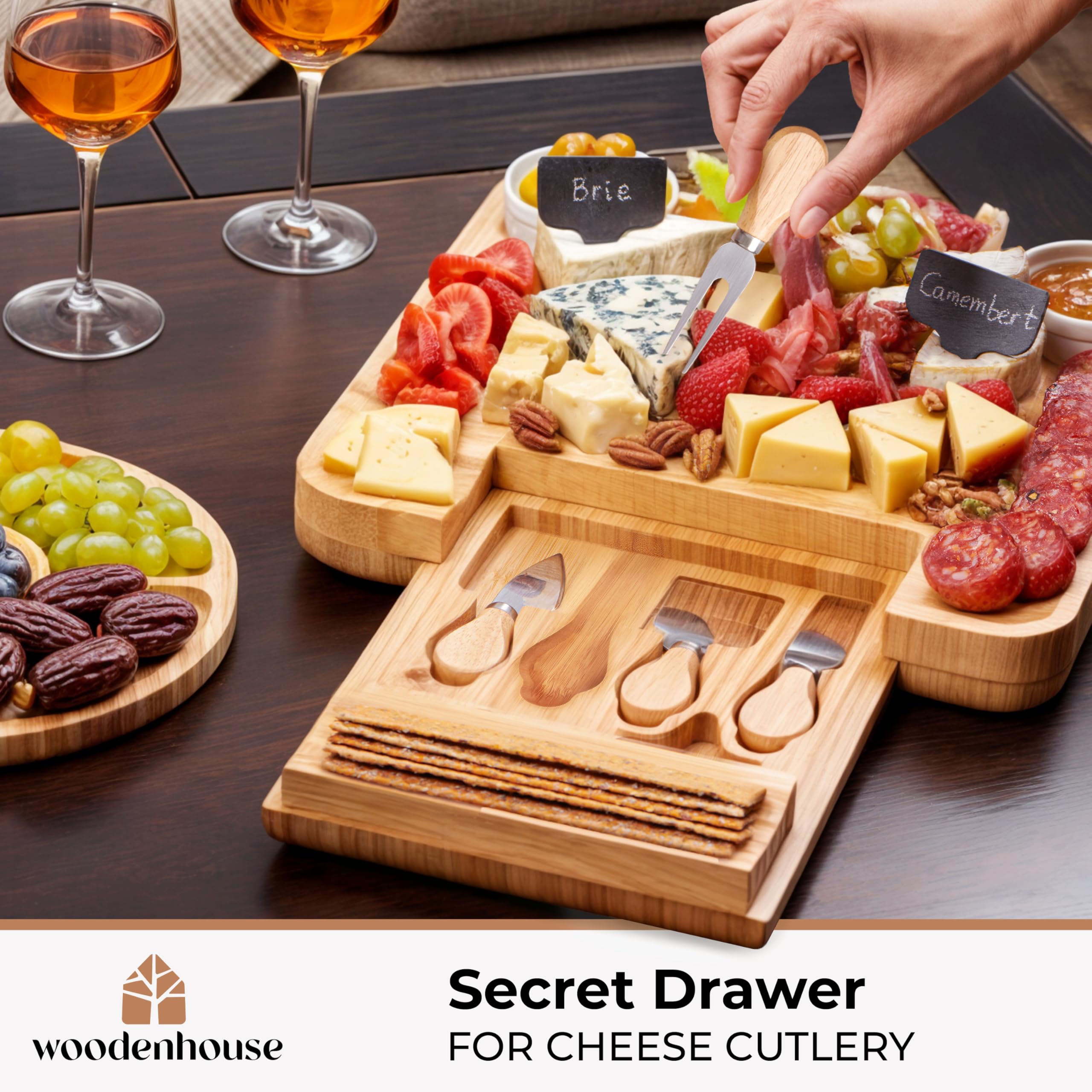 Bamboo Charcuterie Board Set - Gift for Couples -5