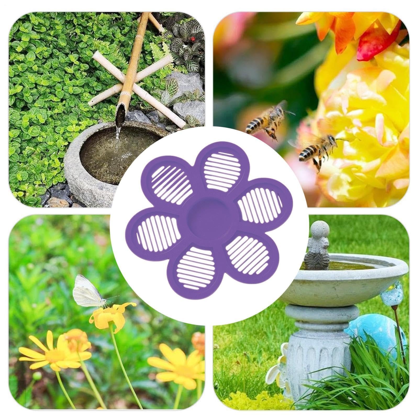 Tränke, farbechte Landehilfe für Bienen, Hummeln und Wespen im Garten,Schwimmende Bieneninsel für Teich & Pool (Lila)