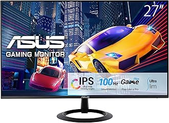ASUS VZ27EHF Eye Care Gaming Monitor – 27-inch, IPS, Full HD, Frameless, 100Hz, Adaptive-Sync, 1ms MPRT, HDMI, Low Blue Light, Flicker Free, Wall Mountable