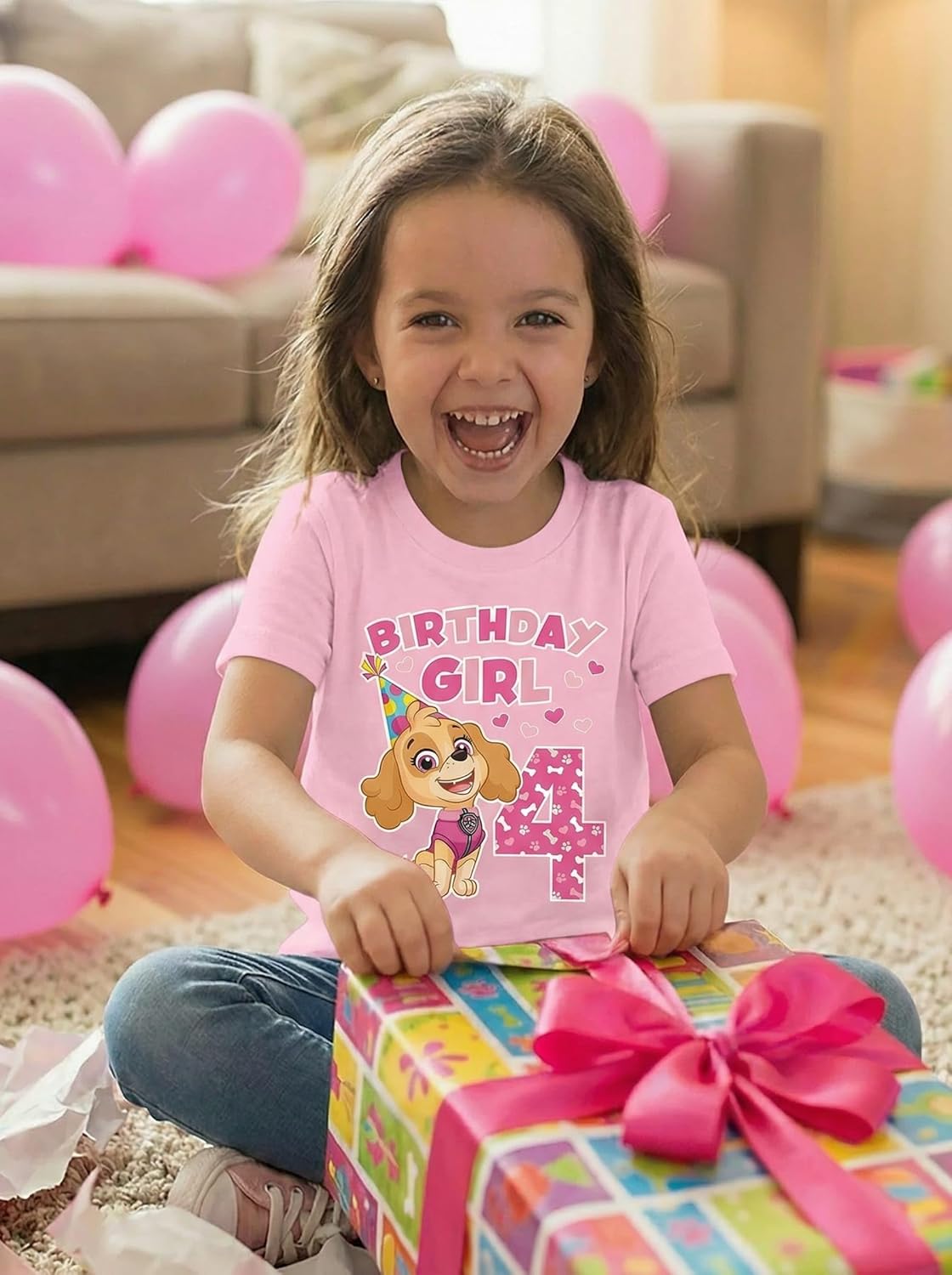 Skye Paw Patrol 4th 5th Birthday Girl Shirt for 4 5 Year Old Girls - Pup-Themed Party Toddler T-Shirt