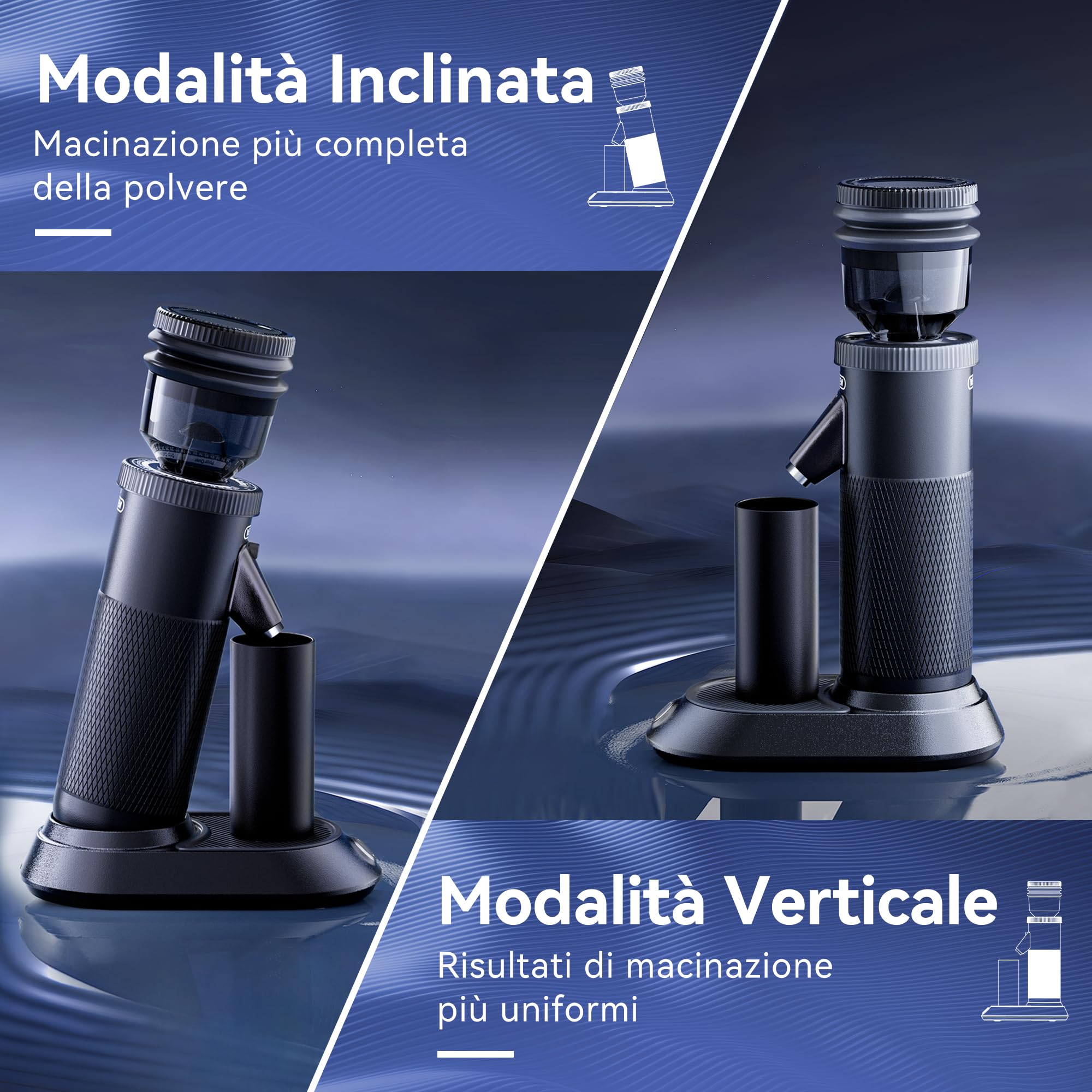 HIBREW Macinacaffè Bava Conica, Espresso Grinder Single Dose con 36 Macinature Regolabile, Capacità di 50g chicchi, Lega di Alluminio, Adatto per Espresso/Pour Over/Bocca/Turco/Goccia