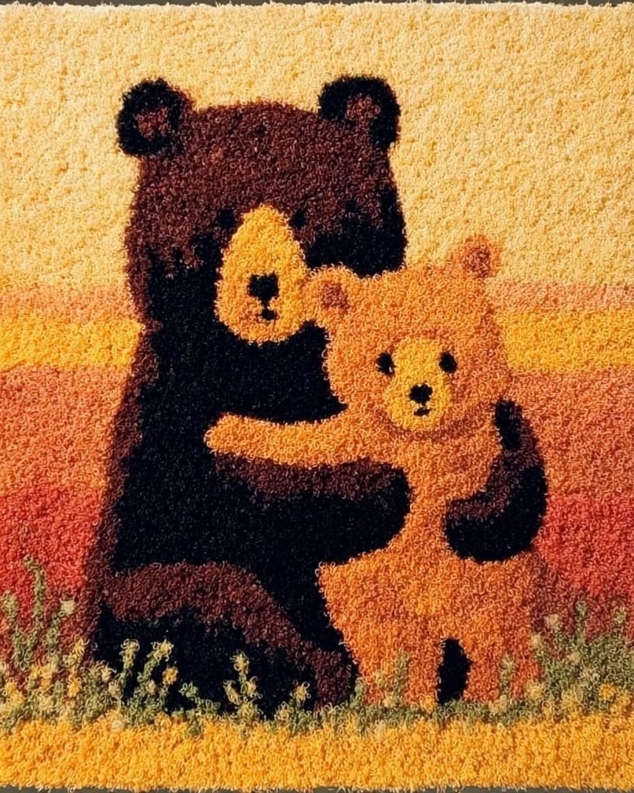 Wallphantom DIY Latch Hook Rug Kit,Brown Bear Mother and cub