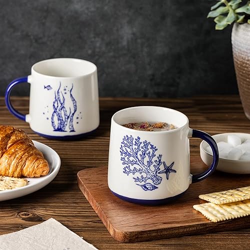 Miniatura 5 de AmorArc Juego de 4 tazas de café apilables de 8 onzas para hombre, mujer, papá, mamá, tazas de café de cerámica con patrones texturizados para