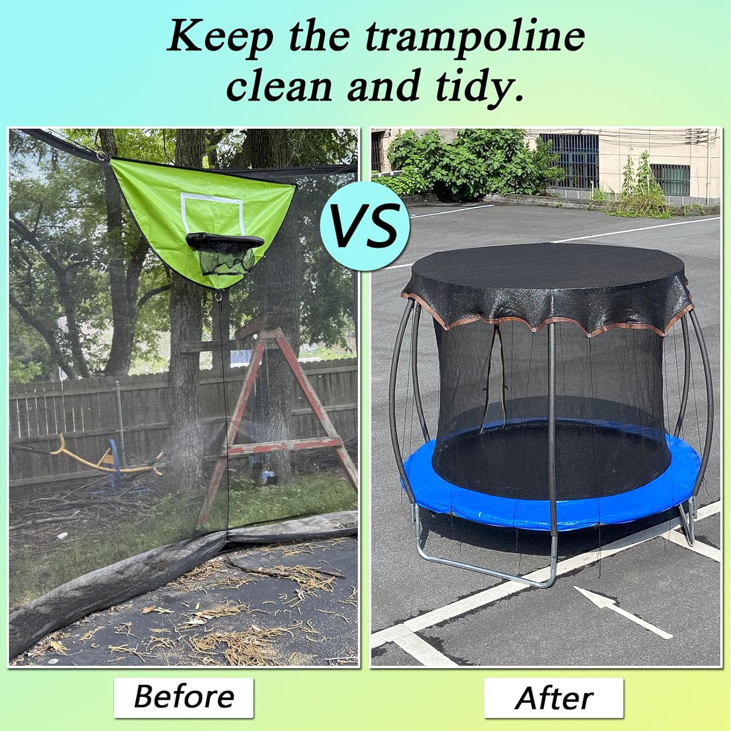 Trampoline Shade Cover 10FT Round Heavy Duty Trampoline Cover for Sun Protection and Block Leaves, Easy to Install,for Backyard Playground, Tent Only (10FT)