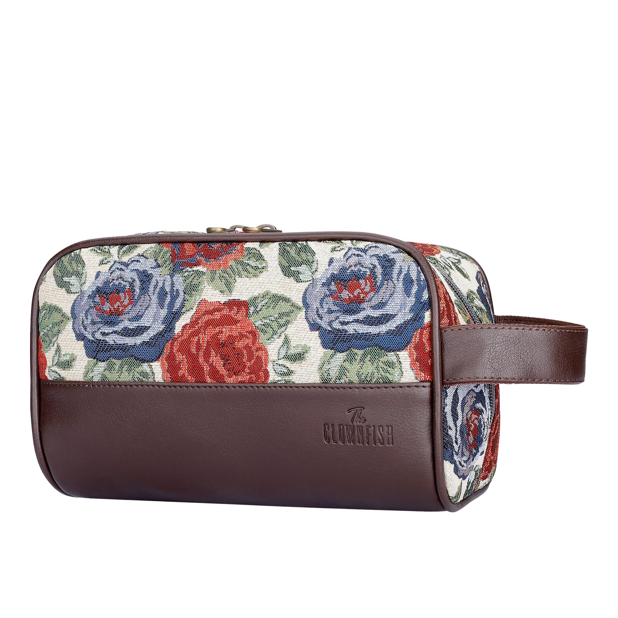 Flossy Multipurpose Tapestry Travel Pouch Toiletry Bag Shaving Kit Bag for Men Make-Up Pouch for Women Toiletry Bag for Men Travel Kit for Men & Women (Red-Floral)-image-16