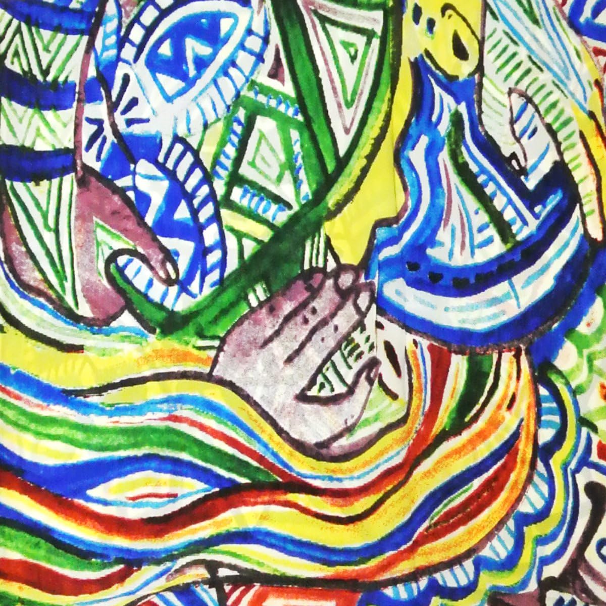 allydrew Luxurious 100% Charmeuse Silk Long Scarf with Hand Rolled Edges, Global Tribe
