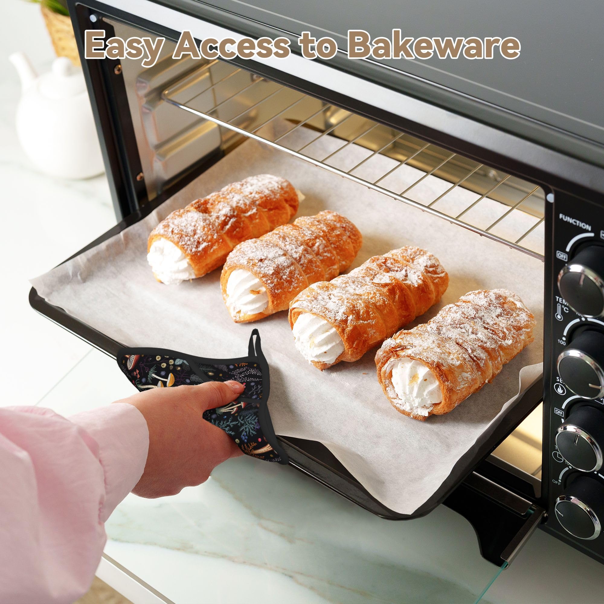 Lot de 4 gants de cuisine en silicone résistants à la chaleur pour cuisinier, griller, barbecue