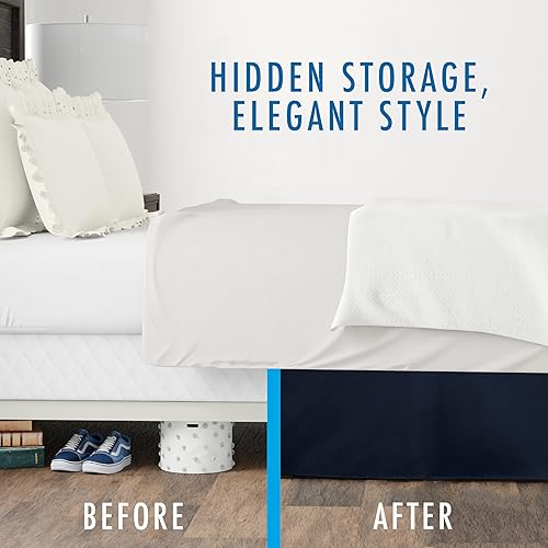 Miniatura 81 de Fresh Ideas Bedding Tailored Bedskirt, Classic 14” Drop Length, Pleated Styling, California King, White