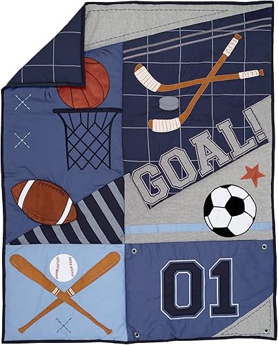 Miniatura 3 de Lambs & Ivy Juego de ropa de cama para cuna de bebé de 3 piezas de fútbolbaloncesto para bebés