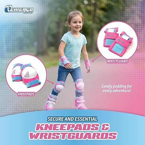Miniatura 4 de Chicago Inline Training Roller Skates with Protective Gear for Kids – Durable, Top Performance Roller Blades - Wrist Guards, Kneepads & Backpack–