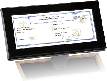 Creative Picture Frames 8.5 By 3.5 Inch Black License Frames for Cosmetology Professionals - State Board License Holder Displays, Tax License and More - Self Standing with Hanger (Pack of 4)