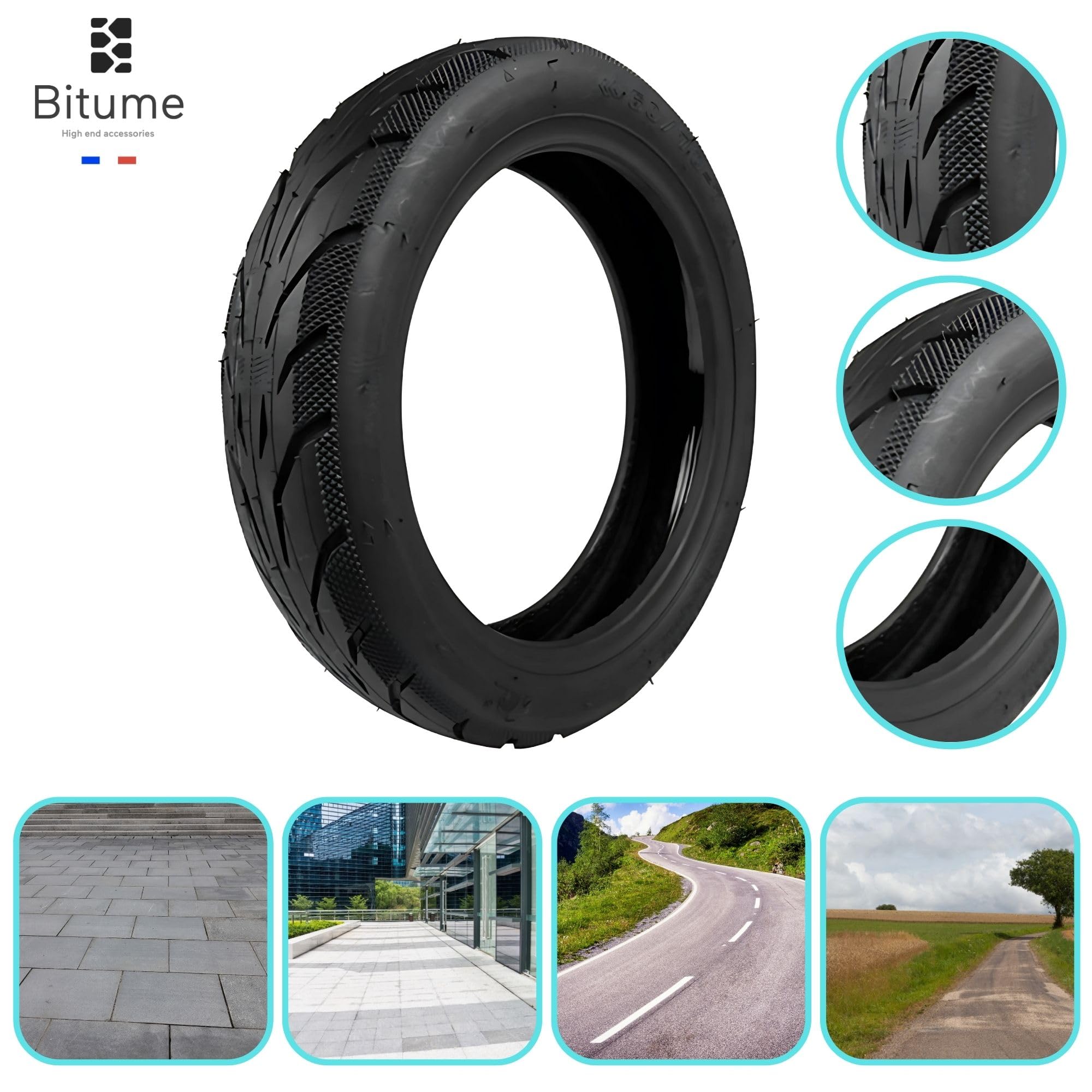BITUME | 2x Pneu Tubeless Avec Gel Anti-Crevaison 10x 60/70-7 pour Trottinette Électrique Xiaomi Mi4 Pro, Xiaomi Pro 4 | Montage Sans Chambre à Air