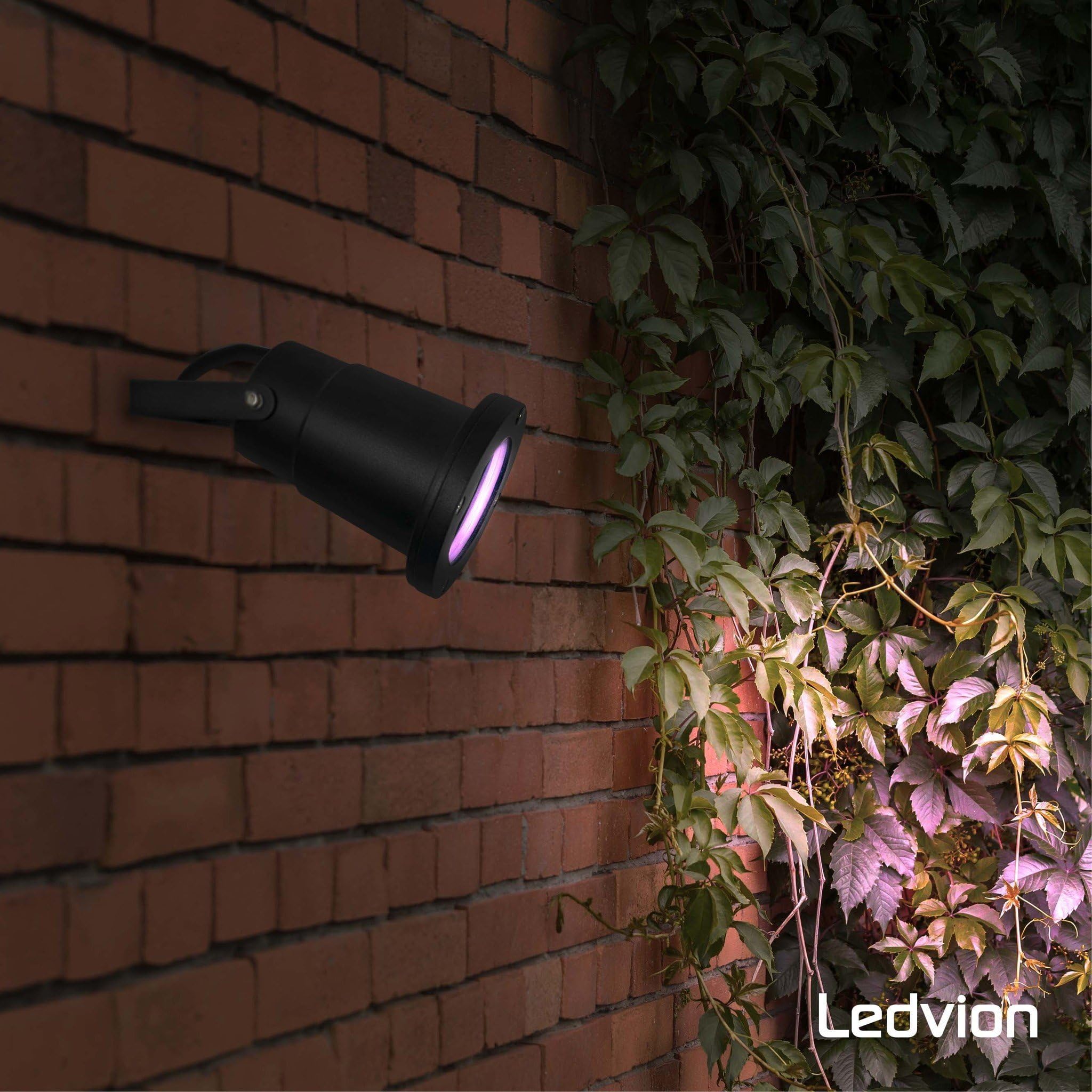 Ledvion - 6er Set, Gartenstrahler mit Erdspieß, IP65, 4,9W, 220-240V, RGB+CCT, LED Strahler, Gartenbeleuchtung mit Strom, Mit GU10 Leuchtmittel, Dimmbar, Wasserdicht