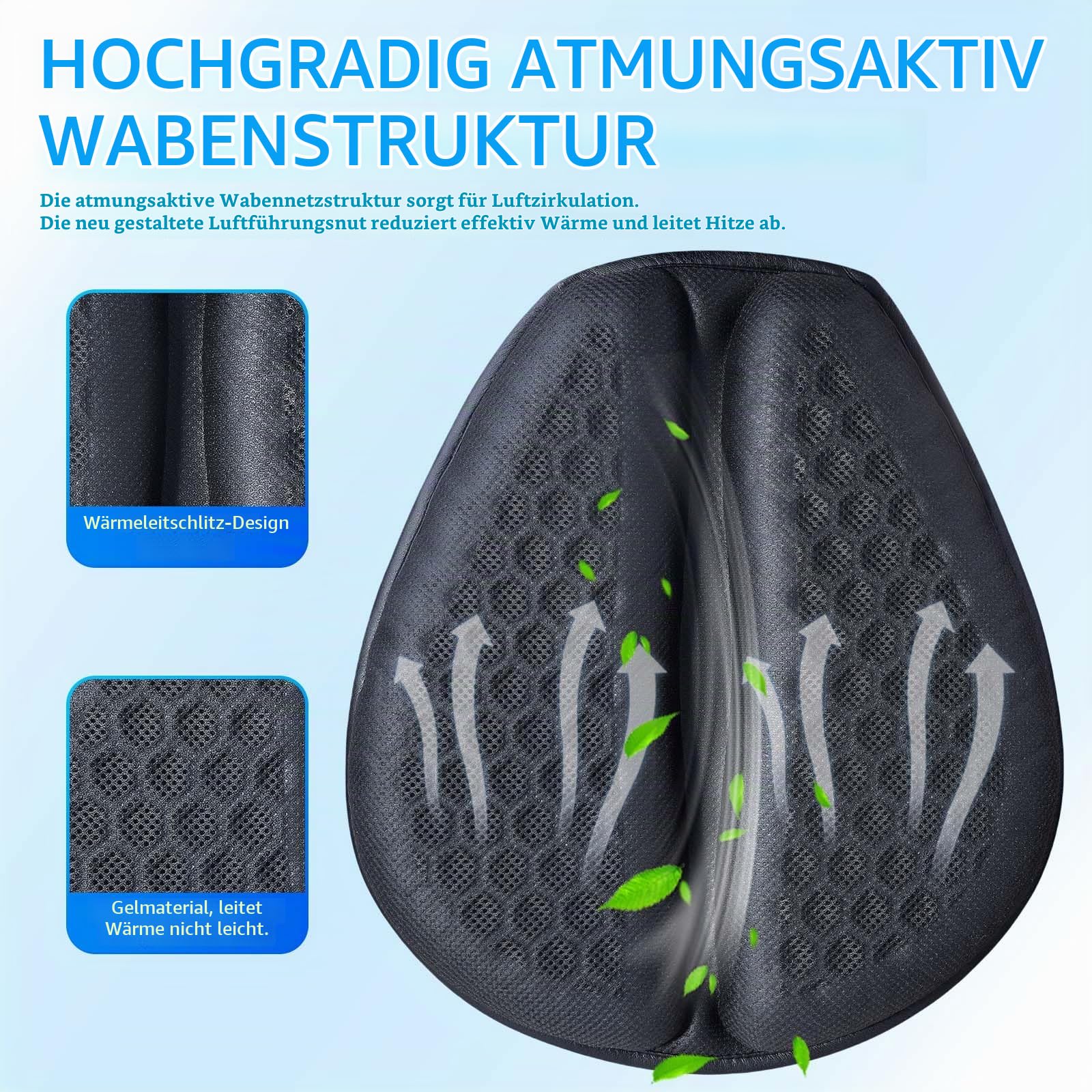 Motorrad Gel Sitzkissen Moto 3D Waben wasserdichte Funktion Universelle Sitzbezug Struktur Atmungsaktive Stoßdämpfung reduziert Motorrad Gel Sitzpolster für Bequeme Lange Fahrten