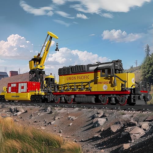 Miniatura 2 de JMBricklayer Juego de tren 51109, juguete de bloques de construcción de tren urbano con pistas de tren, EMD SD40-2 Locomotora diésel, kit de modelo