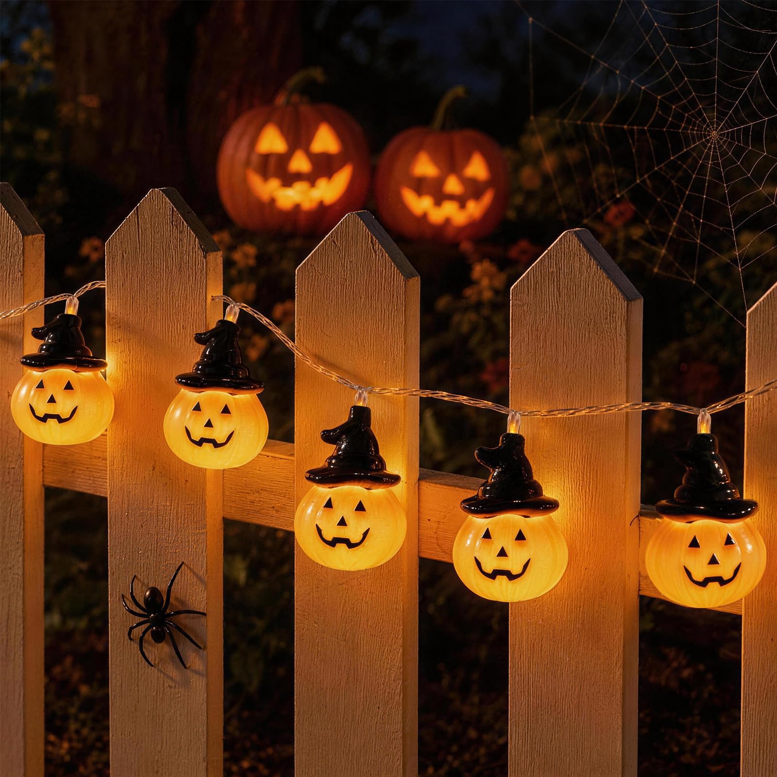 Rintea 2.3M LED Halloween Lights Pumpkin String Lights with 20 Smiling Pumpkin Lights