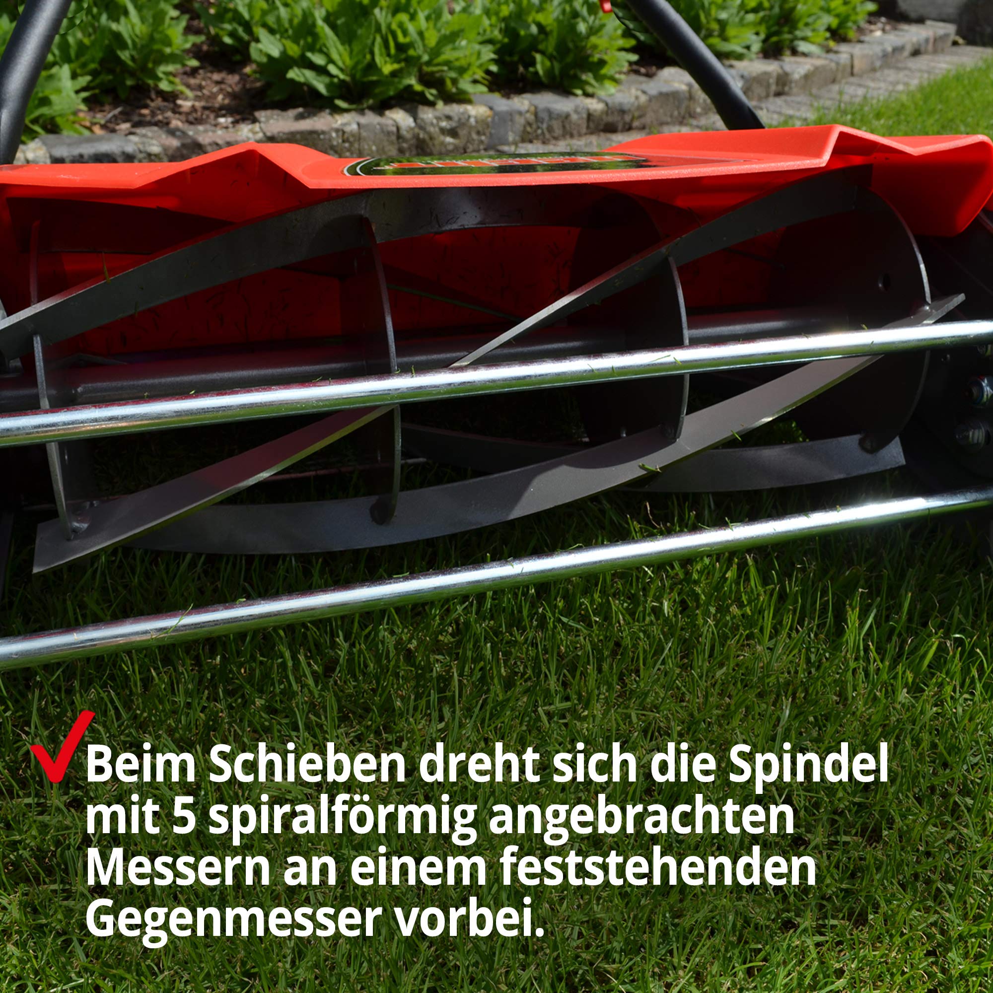 HECHT Spindelmäher 46 cm – mit 50 L Grasfangkorb | Handrasenmäher für englischen Rasen im Garten – leise und ohne Benzin, Strom oder Akku, inkl. Grasfangkorb