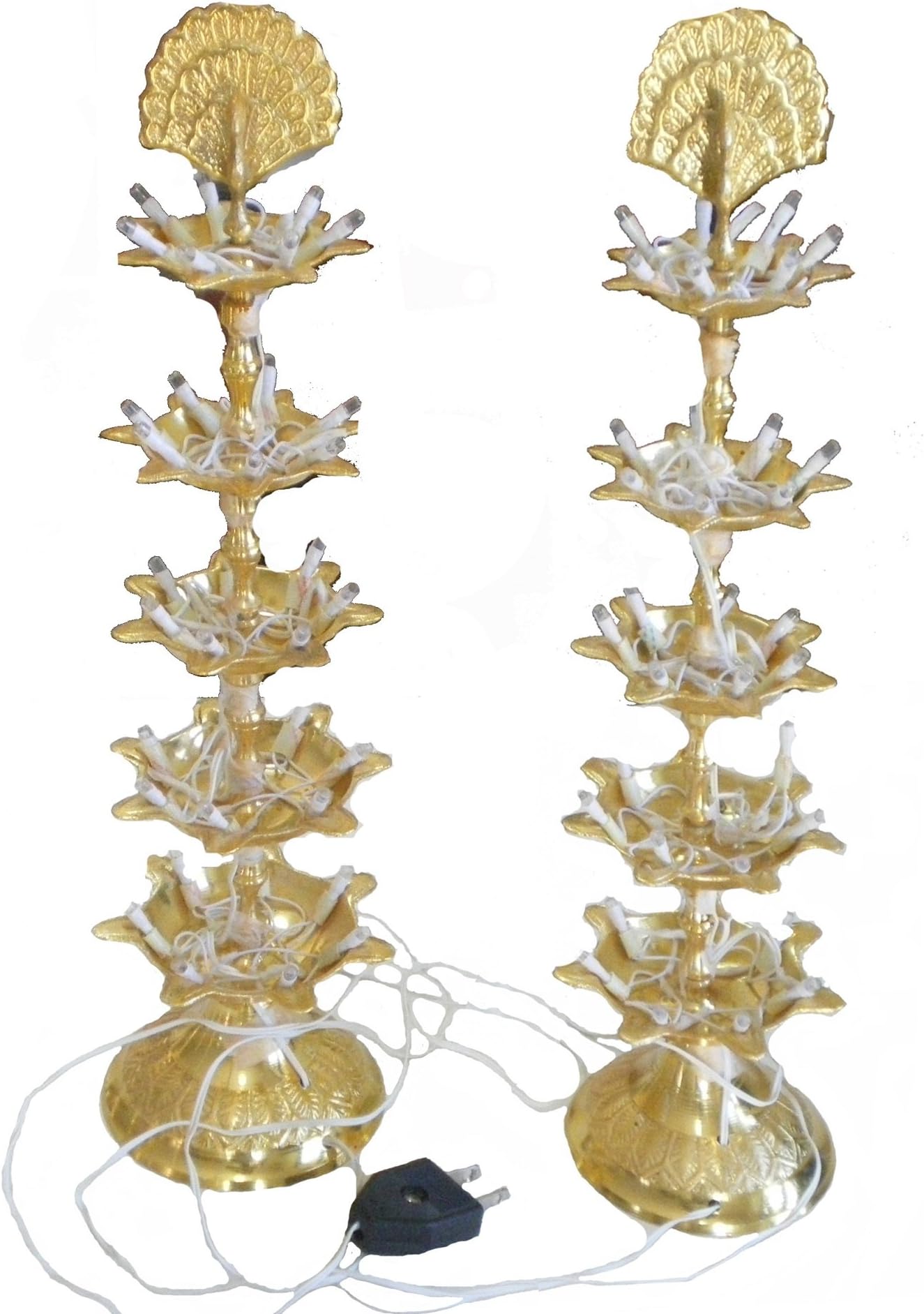 DEEP AARTI DIYA LED LAMP WITH POWER (5 Steps) 7 Inches Height.