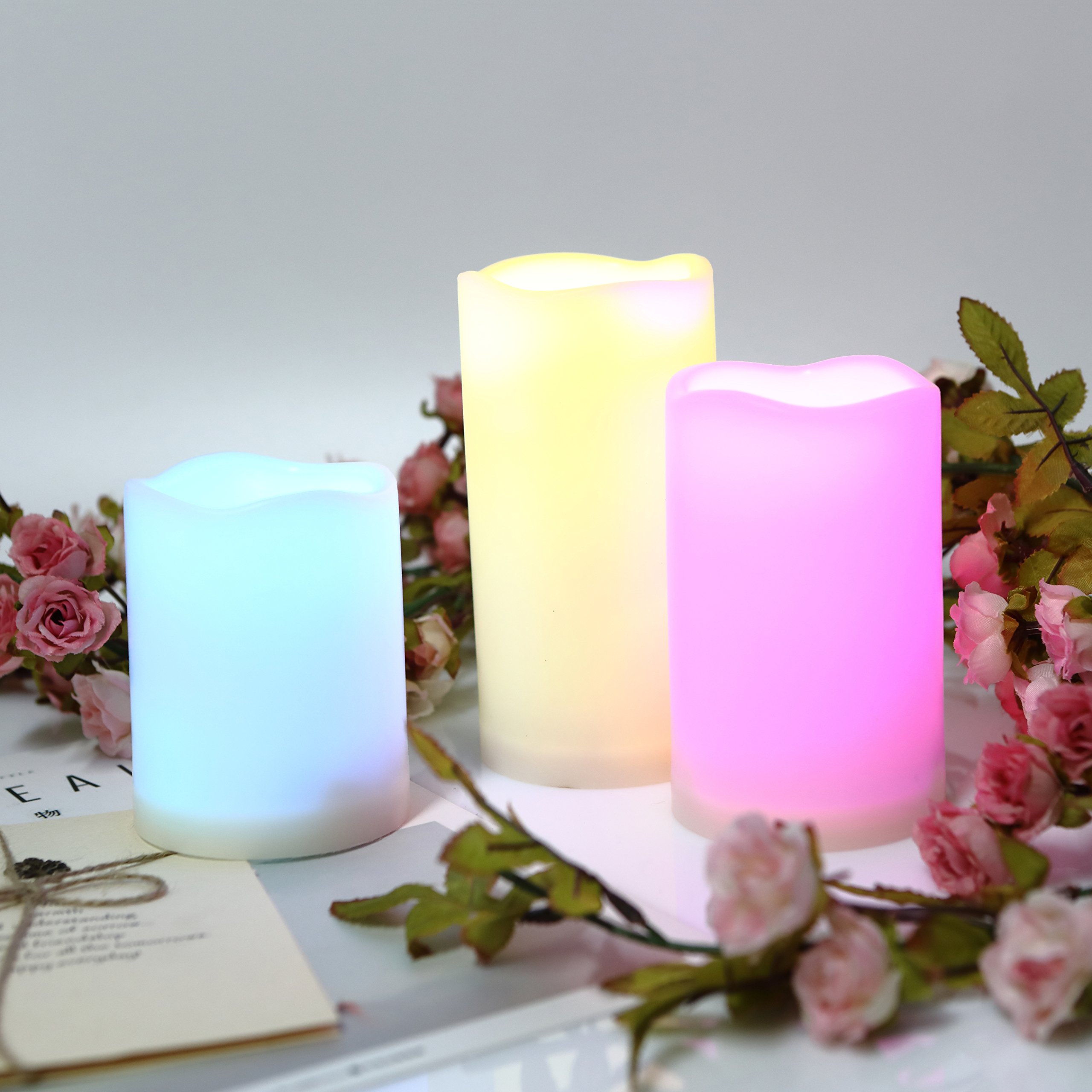 Lanterne LED Effetto Fiamma - Set Di 3 Pezzi Nero Opaco - Timer 6h - Batterie AA - Per Interno Ed Esterno - Foto 5