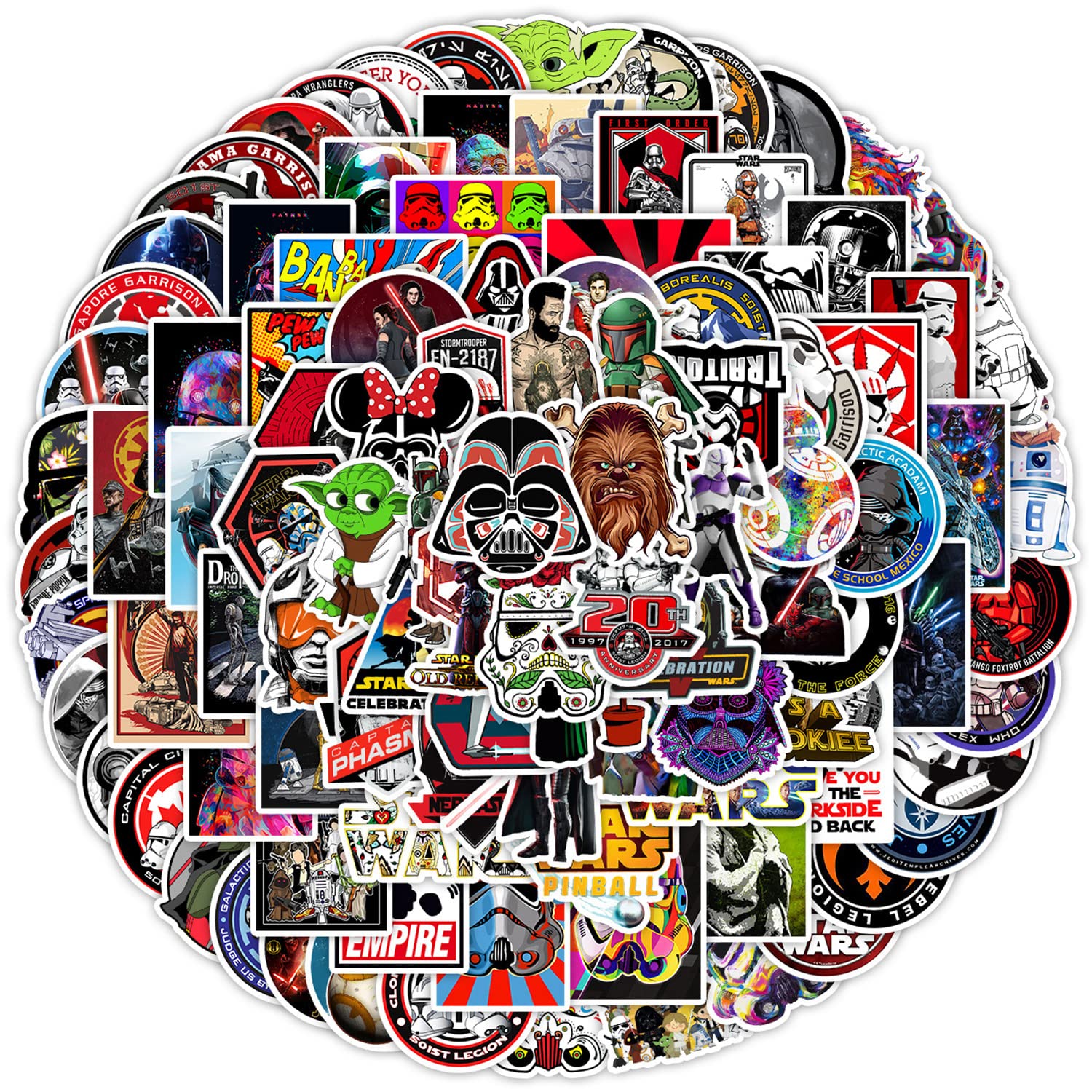 Star-war Lore Stickers 100 Pcs for Laptop Bumper, Water Bottles, Computer, Phone, Hard hat, Perfect for Teens Girl Boy Adult
