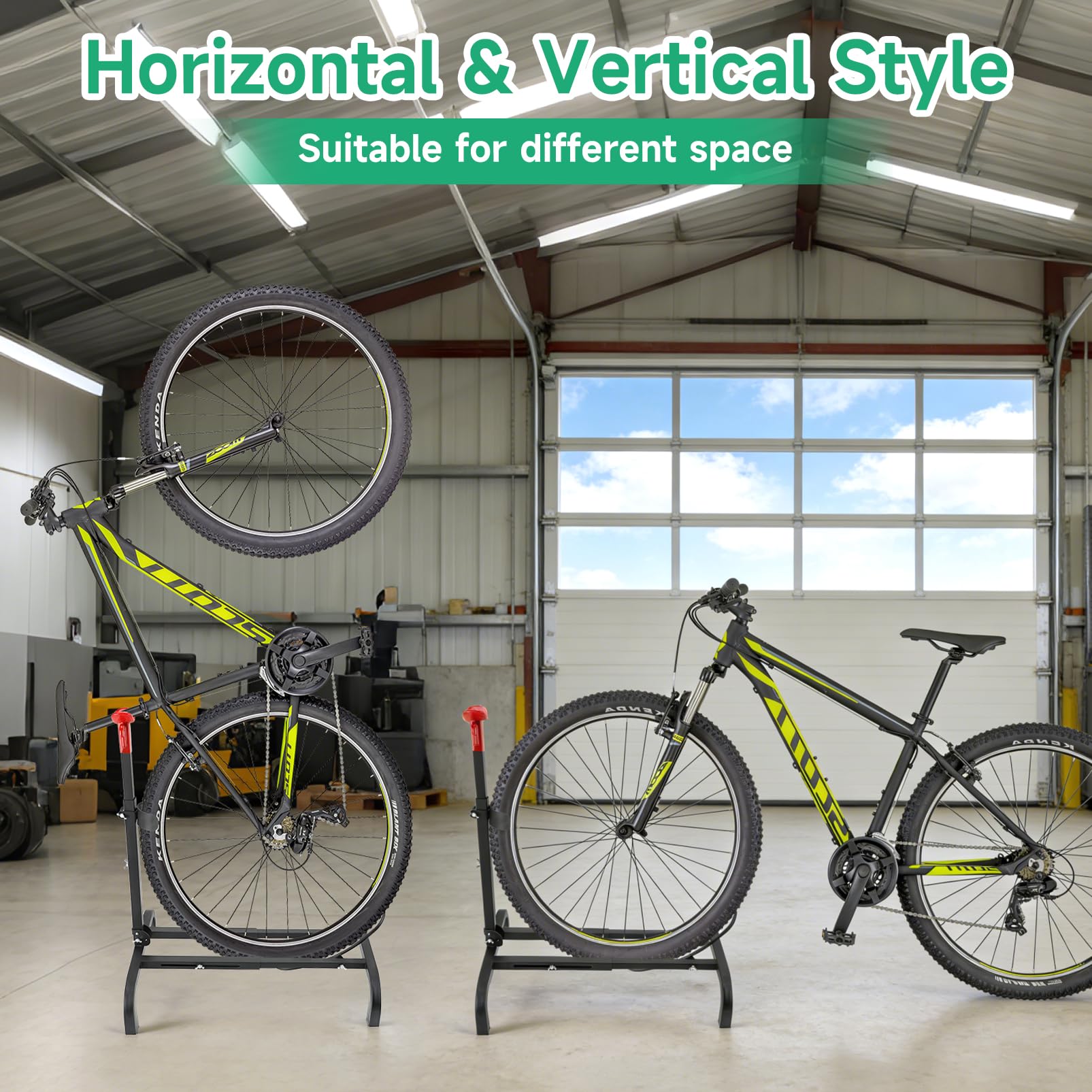 SANLIKE Vertikaler Fahrradständer verstellbare Höhe Garage Innen Außen | Freistehende Konstruktion, platzsparende Lagerung, stabiler Stand, nicht für Räder mit Korb und Schutzblech
