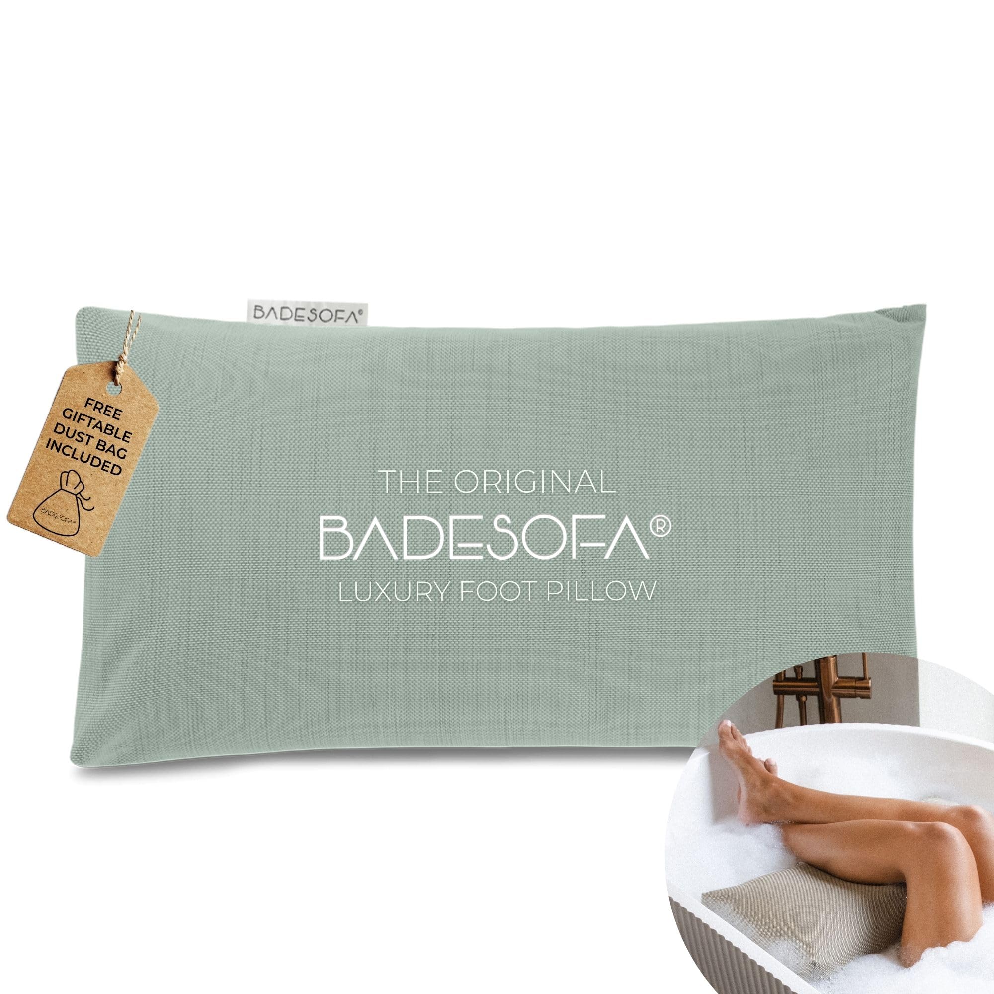 BADESOFA® Luxury Bathtub Pillow for Feet in Green, Quick-Drying