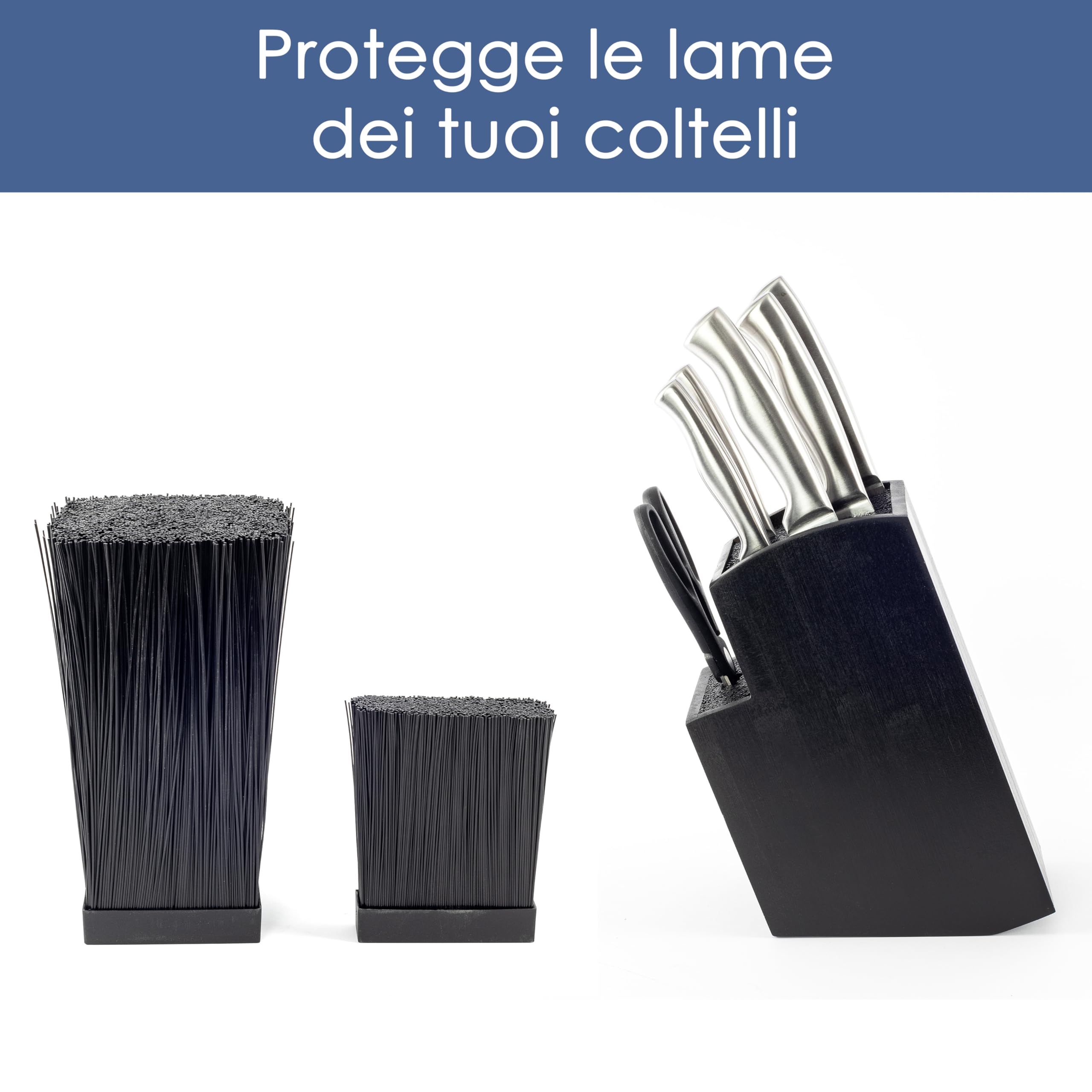 Hanseküche Ceppo portacoltelli - Portacoltelli senza coltelli in legno Tagliere (Bambù Nero, Quadrato Obliquo)