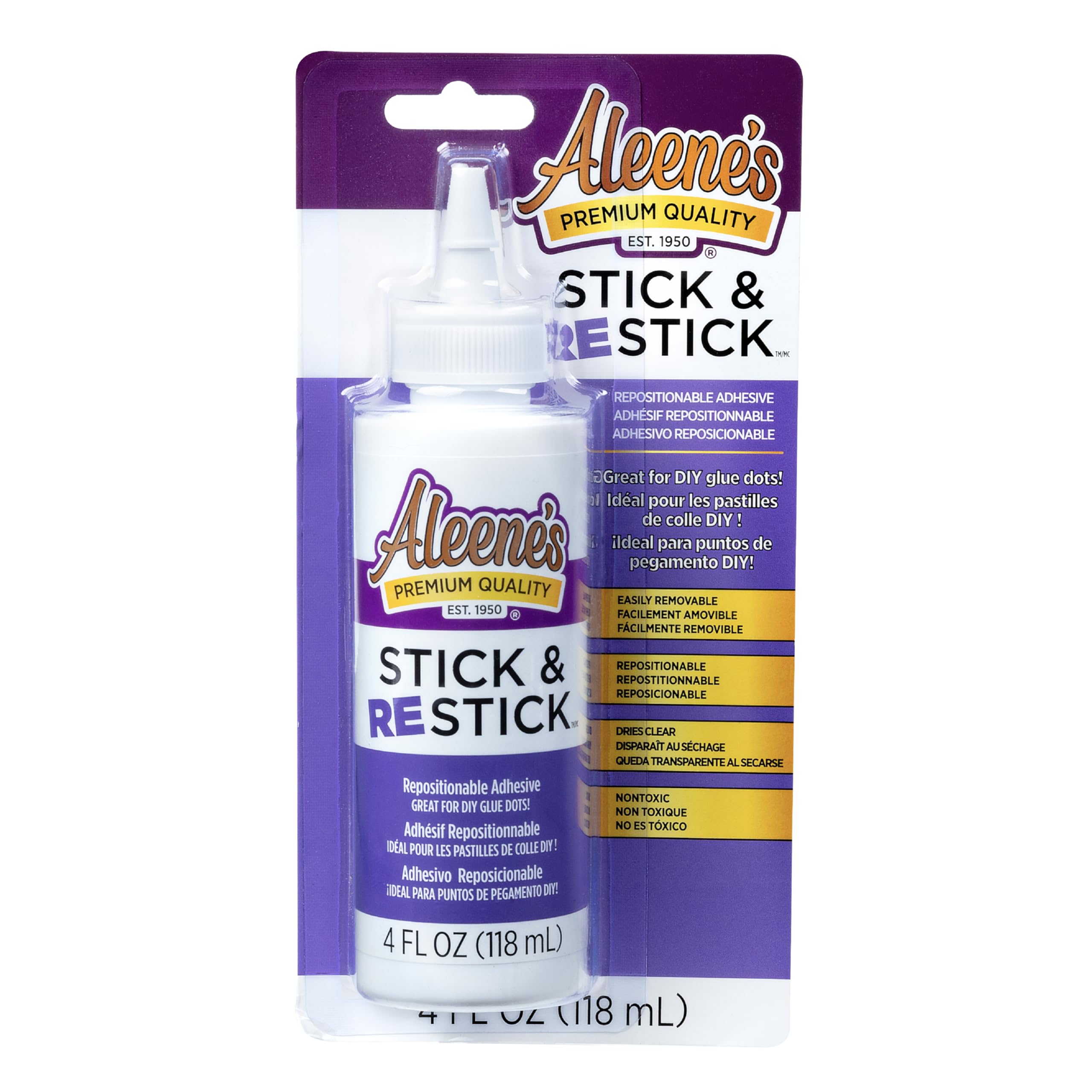Aleene's Stick & Restick Craft Glue, White 7.25 x 3.63 x 1.63