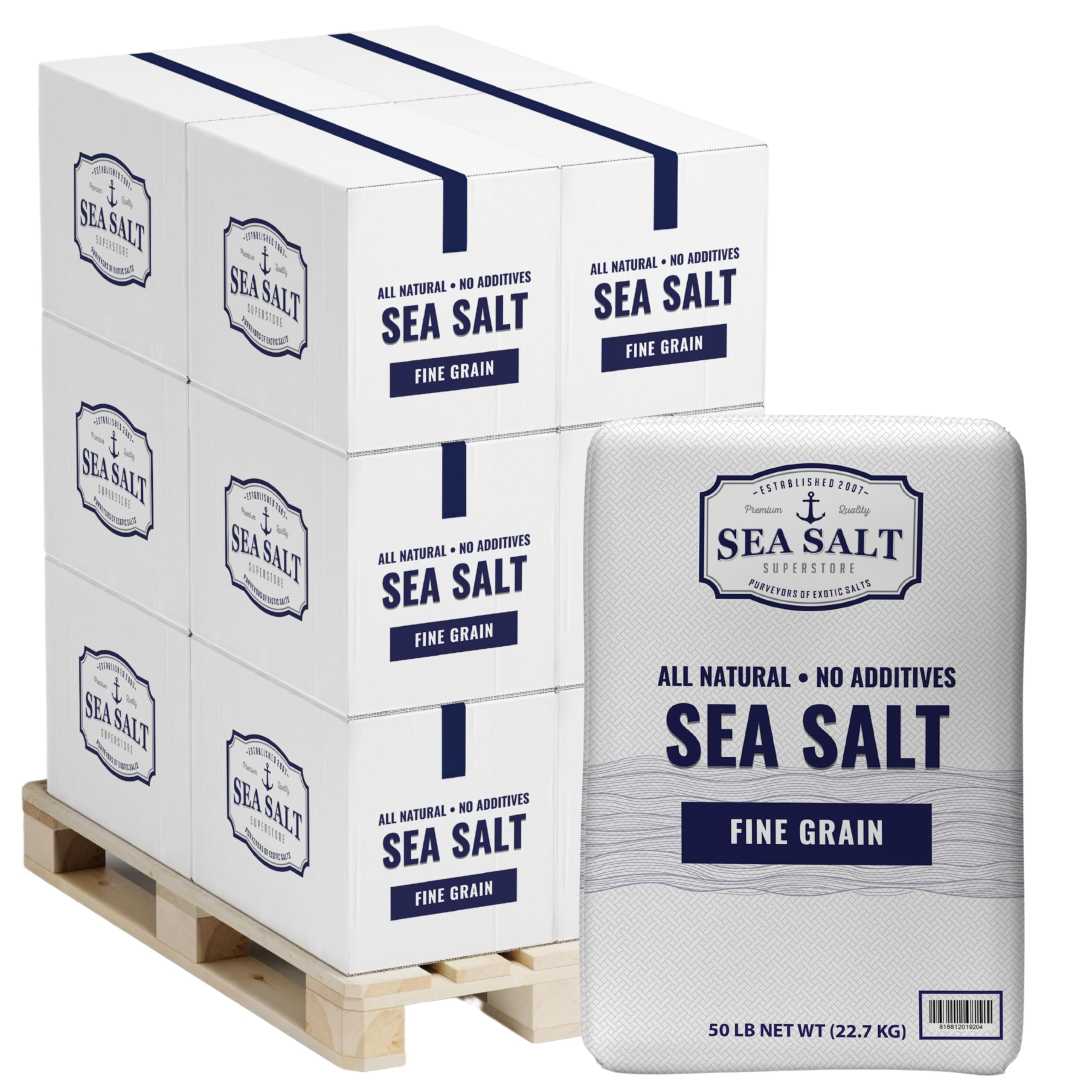 Bulk Kosher Fine Sea Salt for Commercial Use, Food Grade Non-Iodized with No Additives, Pure & Unrefined Kosher Salt, 2500 lb Bag