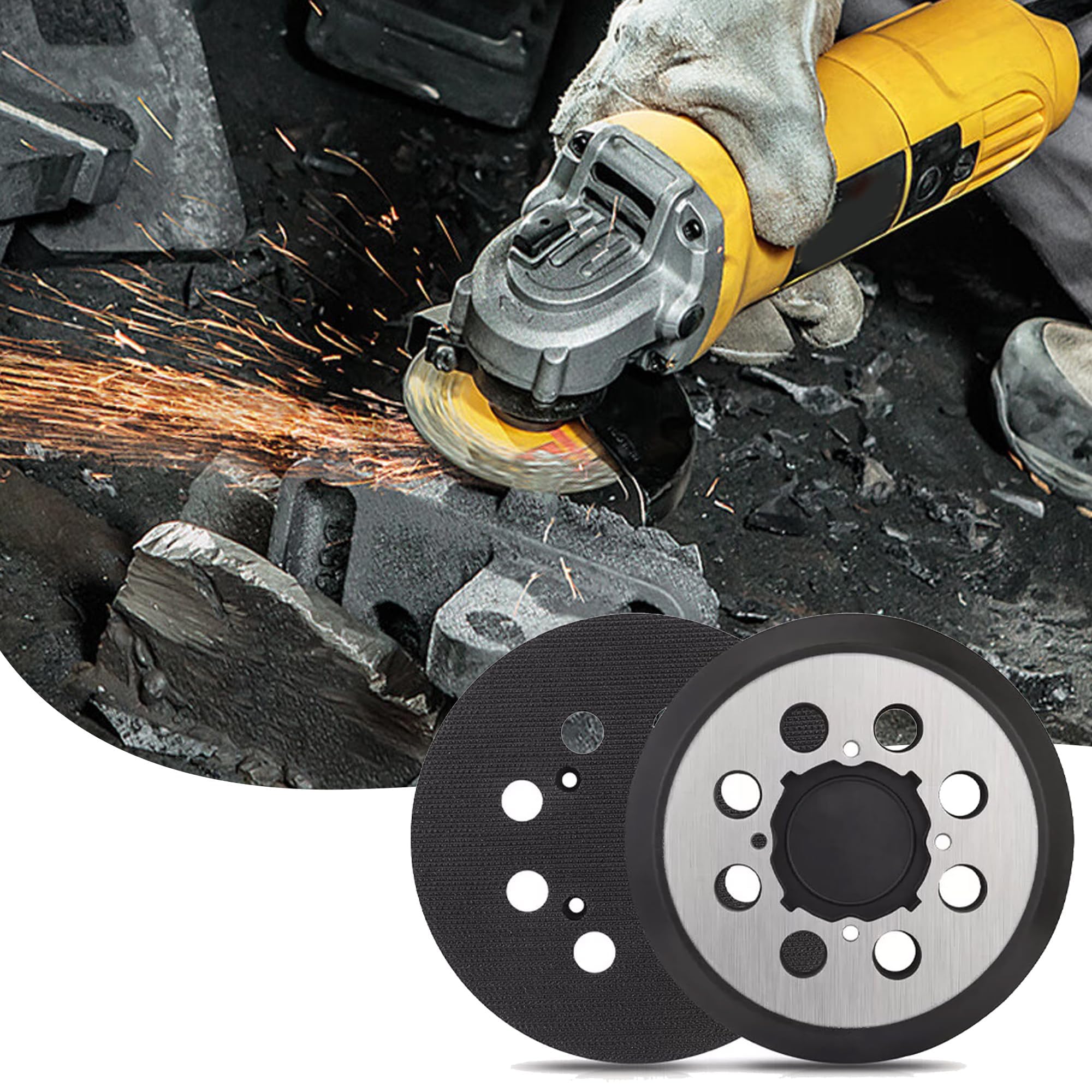 2 sztuki podkładki szlifierskie, część OEM nr DWE64233, N329079 zapasowa podkładka szlifierska 5 cali 8 otworów 4 otwory na śruby do DeWalt 5" DCW210N DWE6423