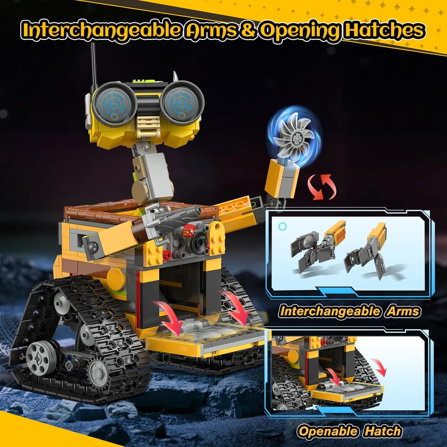 HiWEEGO Robot Building Sets for Kids - 5 in 1 Wall Robotic Kit, 748 PCS Robot with Interchangeable Arms Bulldozer Plane Building Block Toy Model for Boys Girls 8-12 Easter Home Decor