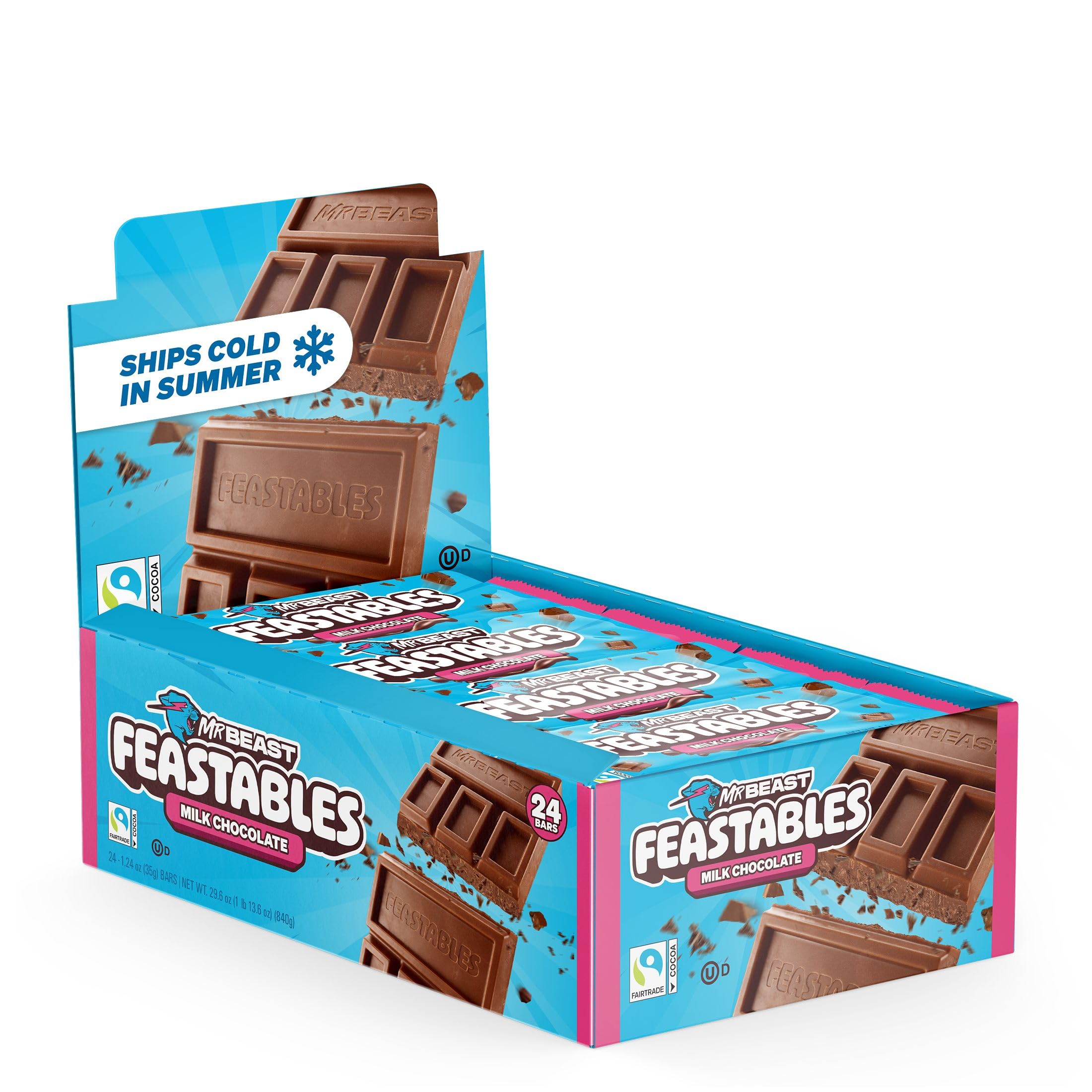 Amazon.com : MrBeast Feastables Milk Chocolate Bar, Full Size, 24