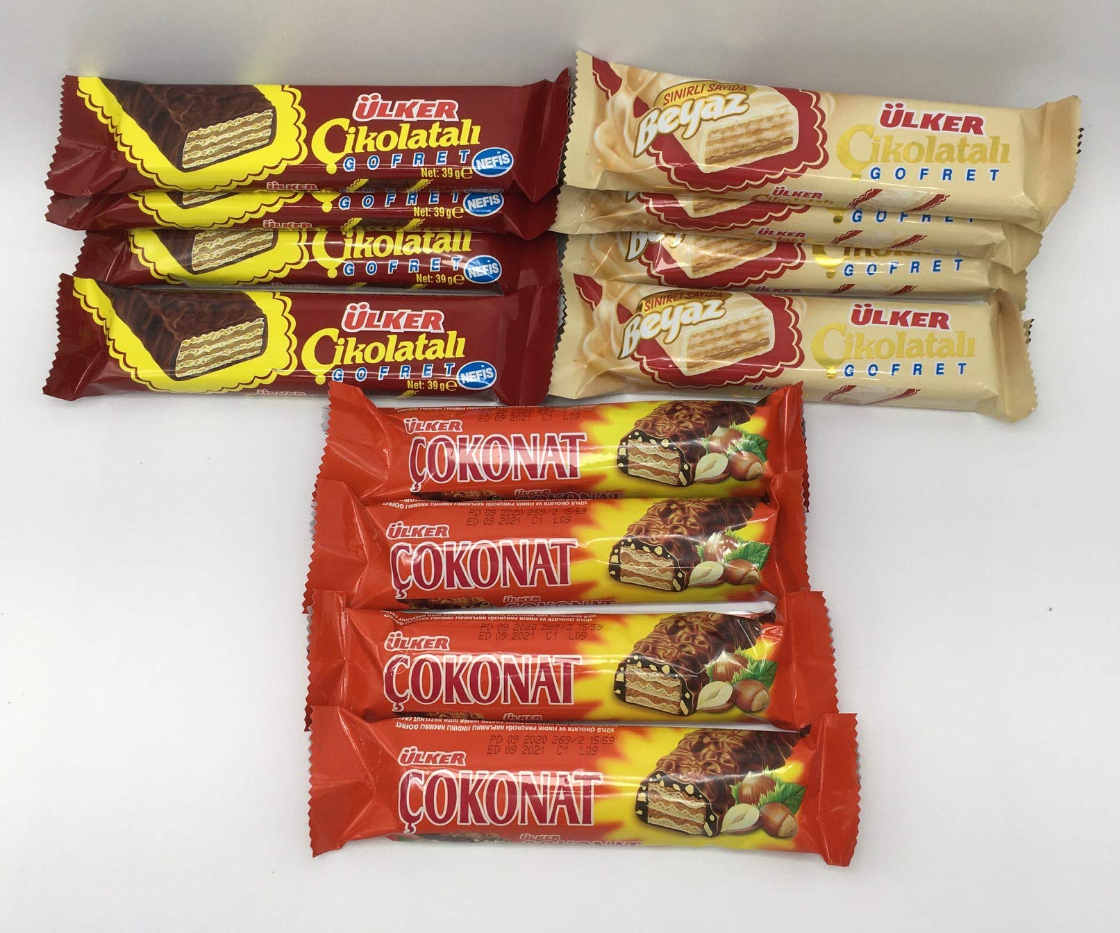 ULKER 4 Choclate Wafer, 4 Cokonat, 4 White Wafer (total 12)