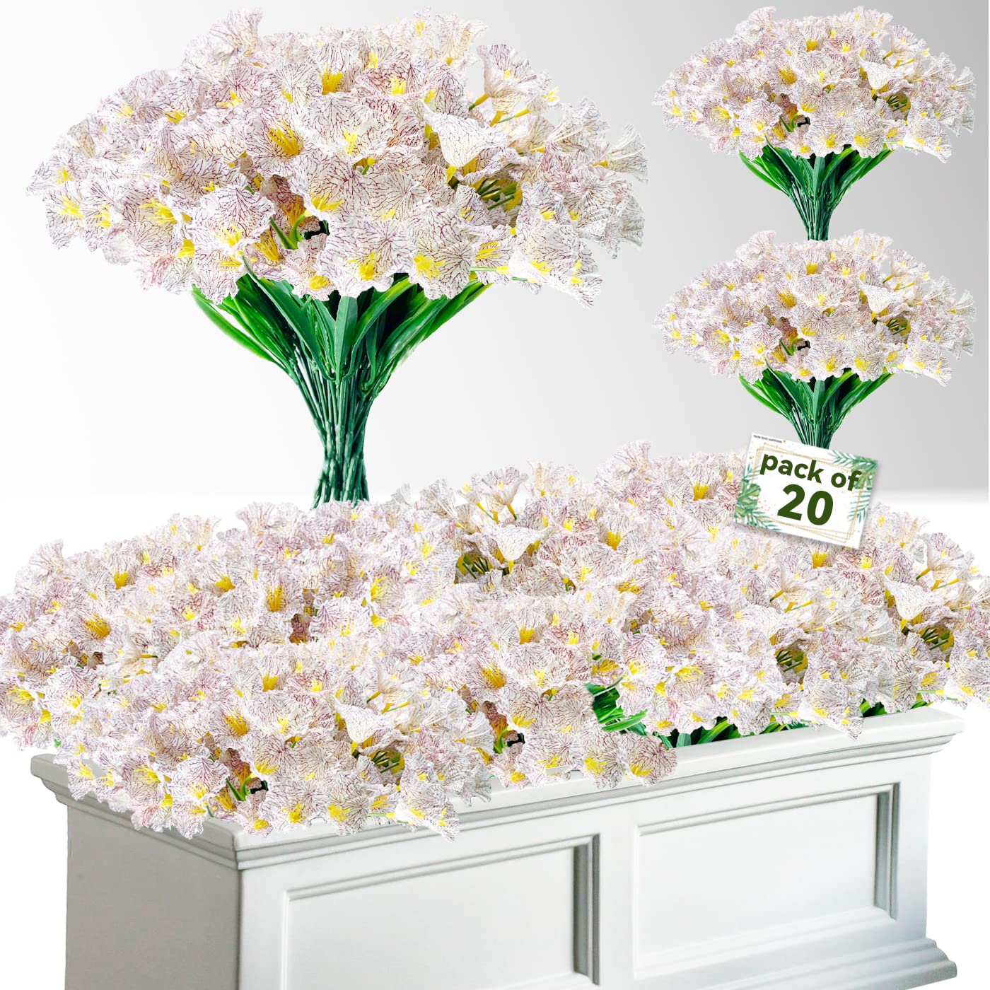 Artificial Fall Flowers for Outdoors,20 Bundles Outdoor Fake