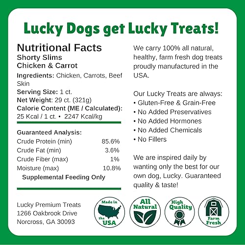 Miniatura 6 de Lucky Premium Treats Lucky Shorty Slims - Golosinas para perros de zanahoria y pollo, palitos crujientes para masticar con pollo real y zanahoria