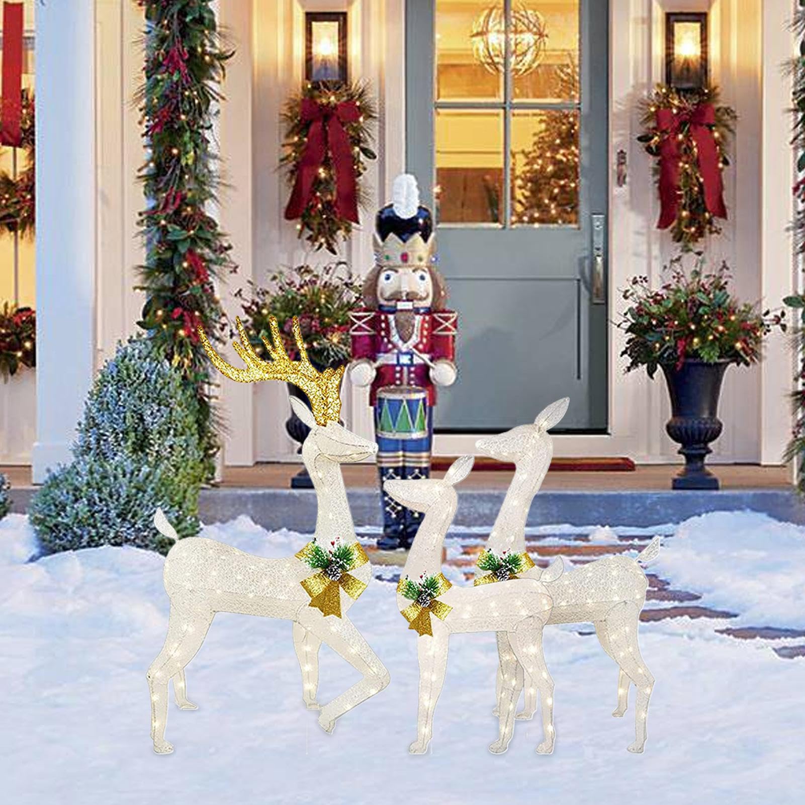 Renne De Noël Lumineux Extérieur 82x45cm - Décoration Cerf Solaire Avec Lumières